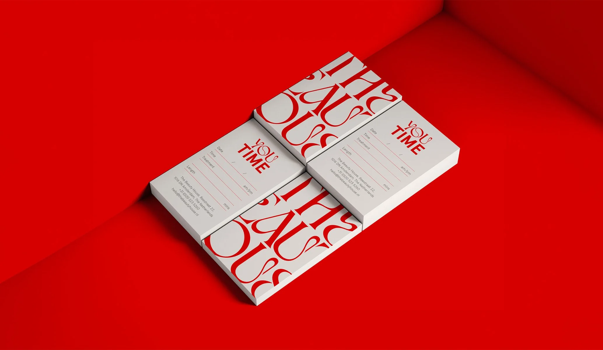 Appointment card for The Beauty House, the spa at Putlitzer Hotel with branding by specialist hotel branding agency Colt