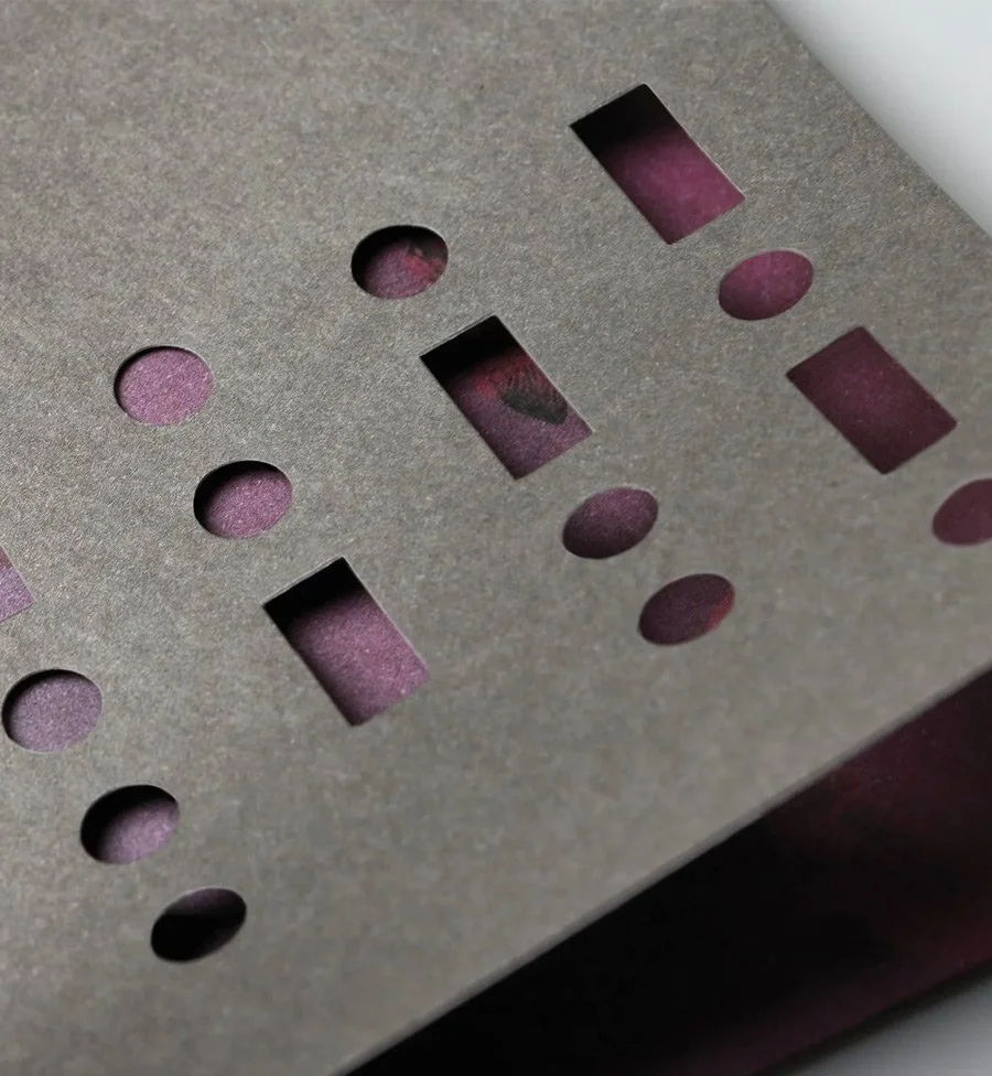 Die-cut brochure cover created for the Club private members' club brand identity.
