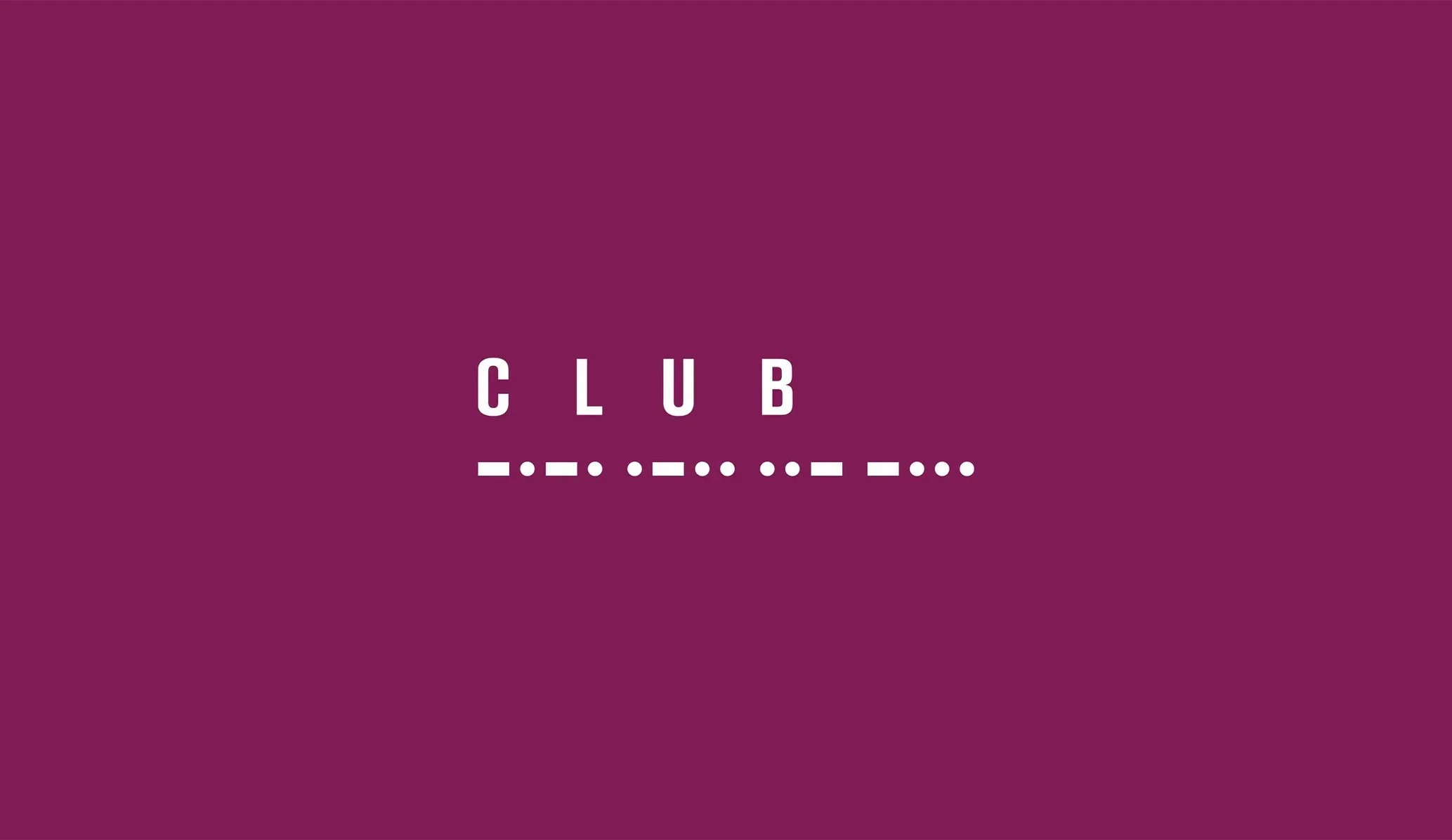 Club wordmark featuring morse code, part of the brand identity by Colt