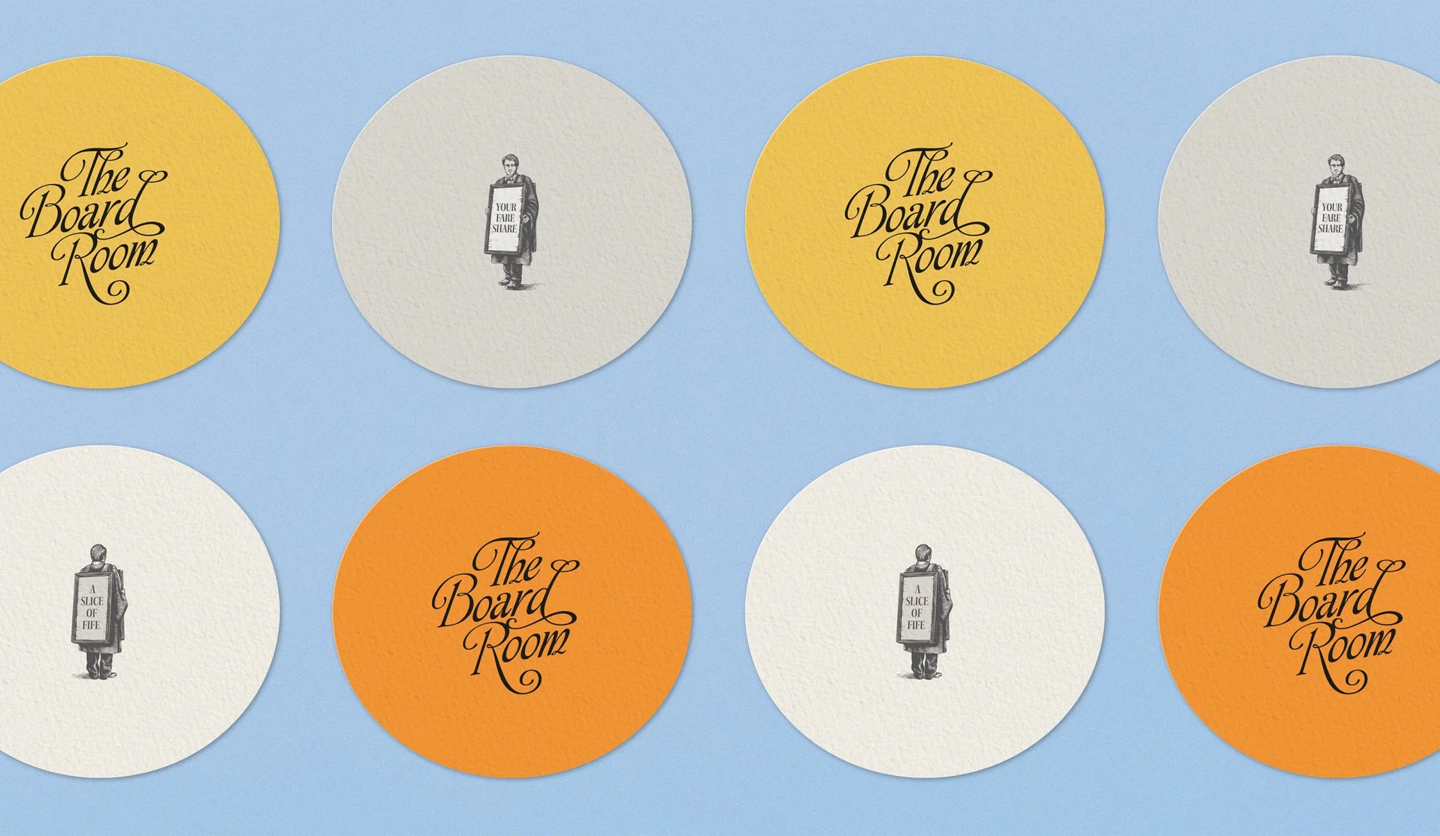 Drinks coasters for the Board Room at Seaton House, St Andrews, created as part of the brand identity by Colt