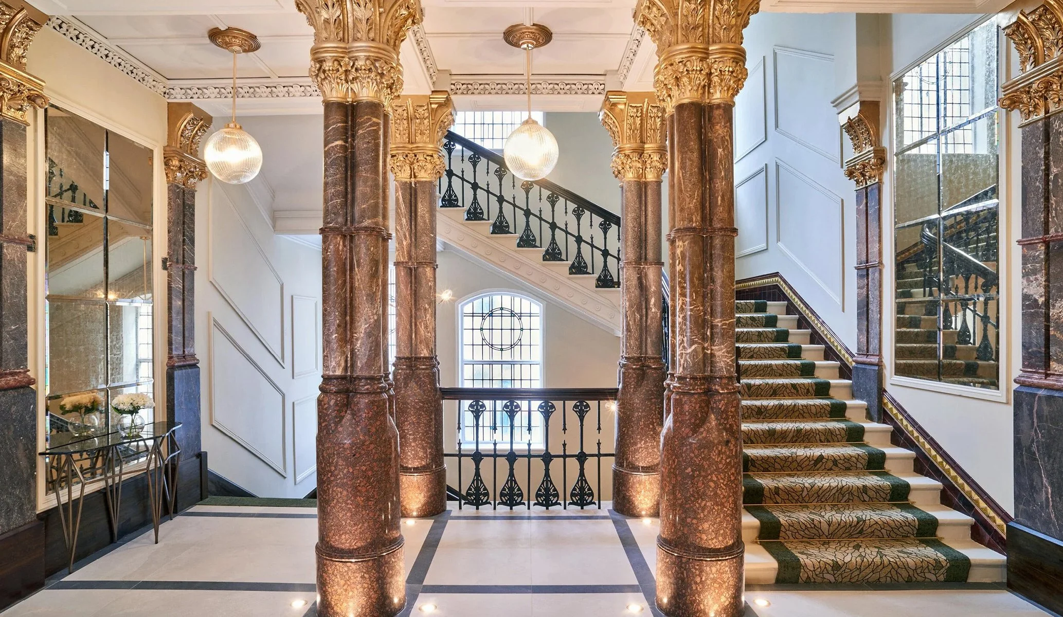 Ornate marble and gold staircase at The Grand, Birmingham