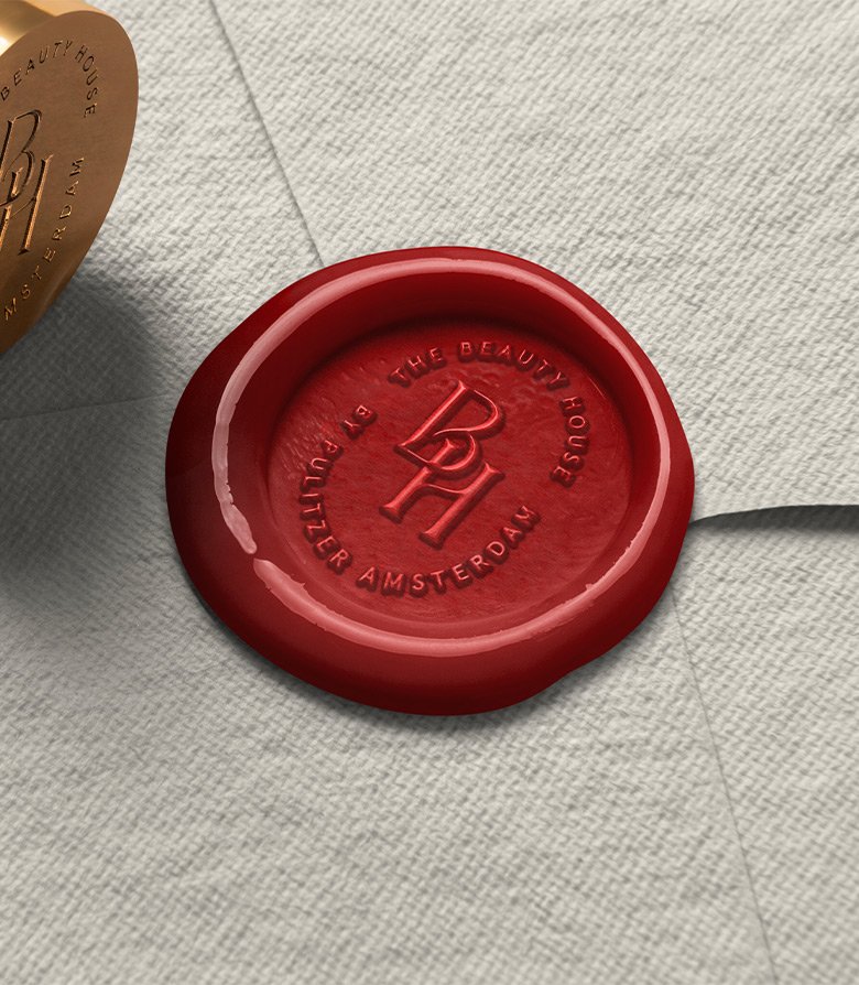 red wax seal for The Beauty House, the spa at Putlitzer Hotel with branding by specialist hotel branding agency Colt