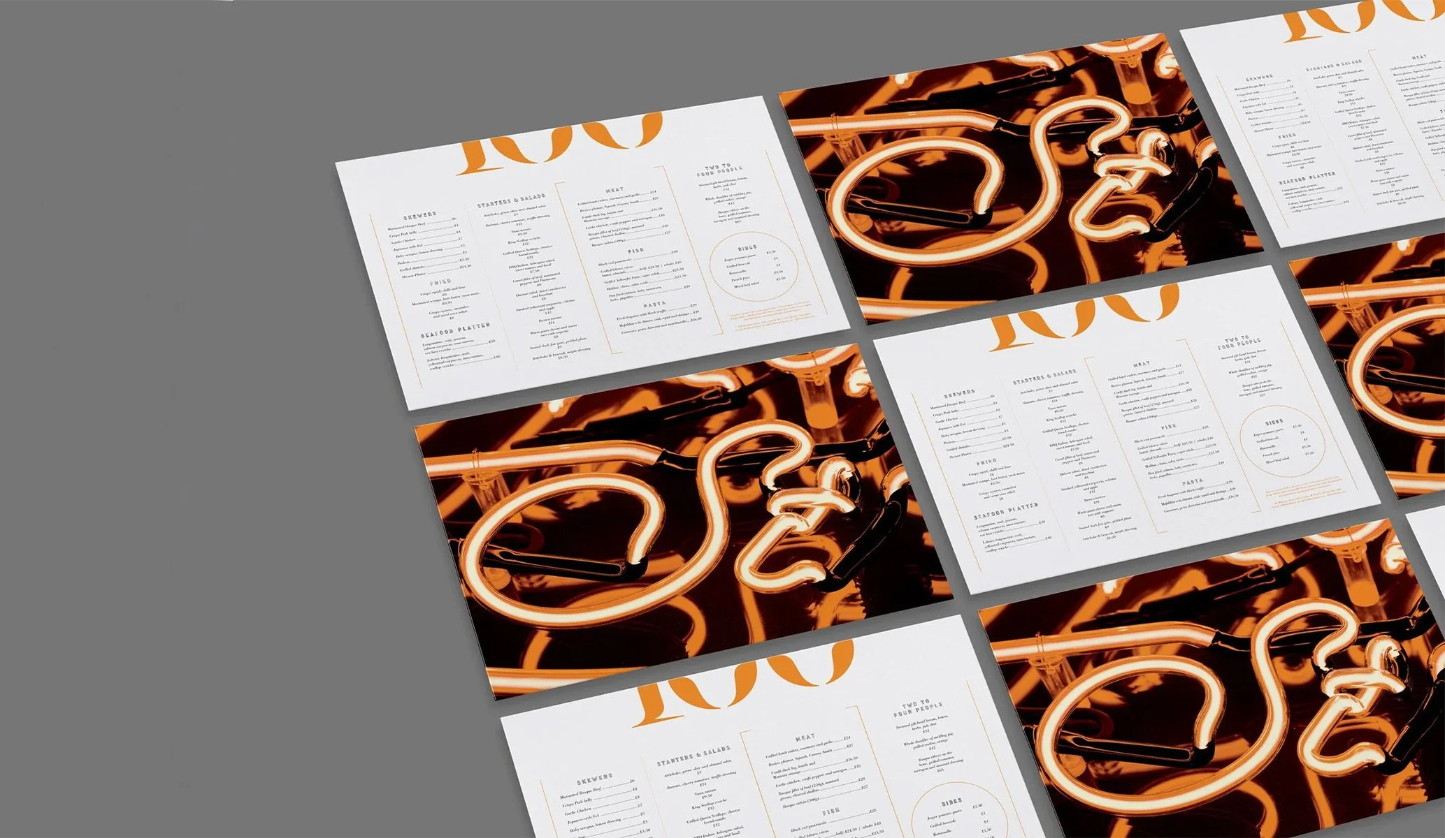 Menus featuring the brand identity for 100 Wardour St created by Colt