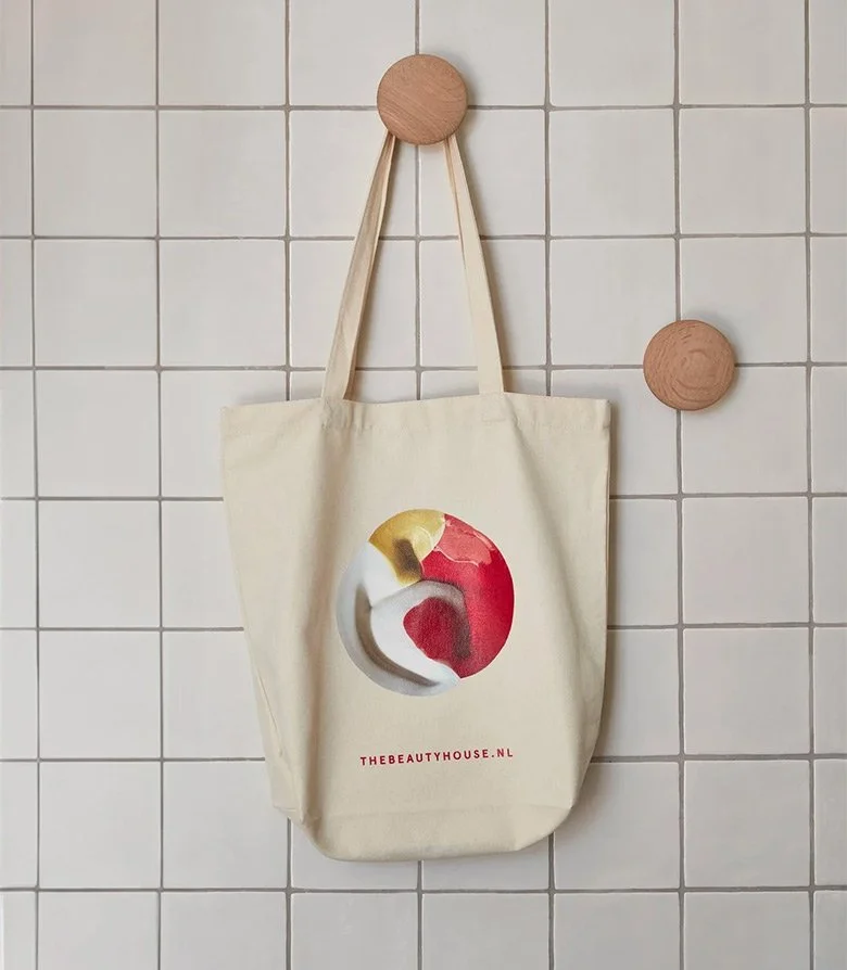Tote bag for The Beauty House, the spa at Putlitzer Hotel with branding by specialist hotel branding agency Colt
