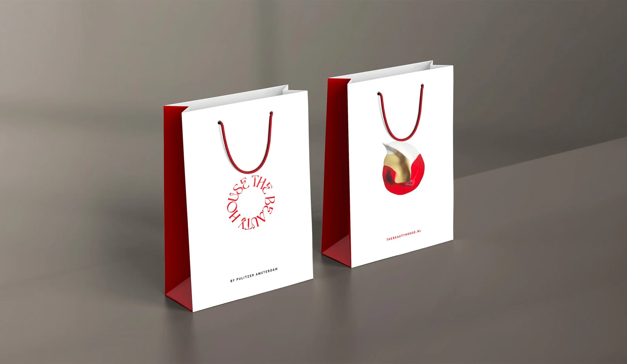 Luxury paper bags for The Beauty House, the spa at Putlitzer Hotel with branding by specialist hotel branding agency Colt
