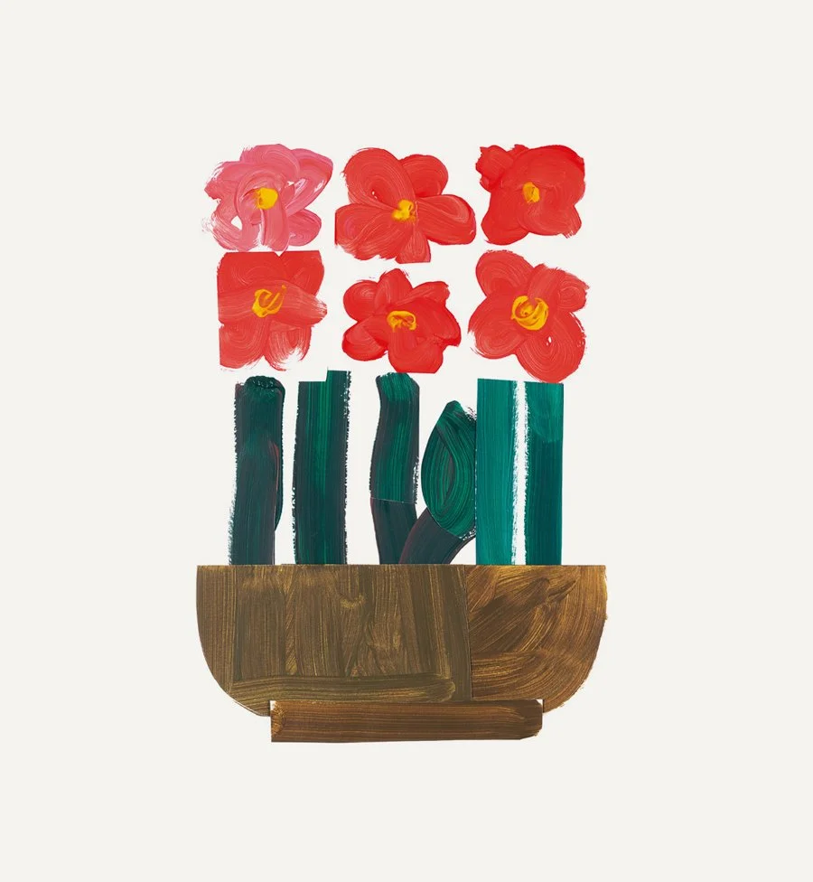Hand-painted flower illustration created as a signature brand asset for Kaso.