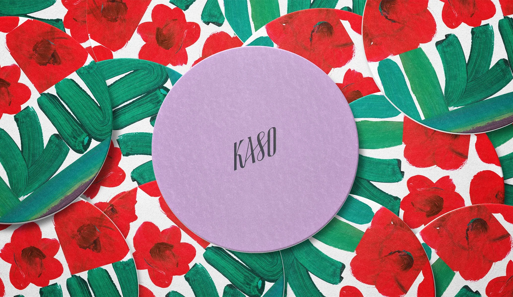 Purple and multi-coloured drinks coasters for Kaso bar in Shoreditch, created by Colt