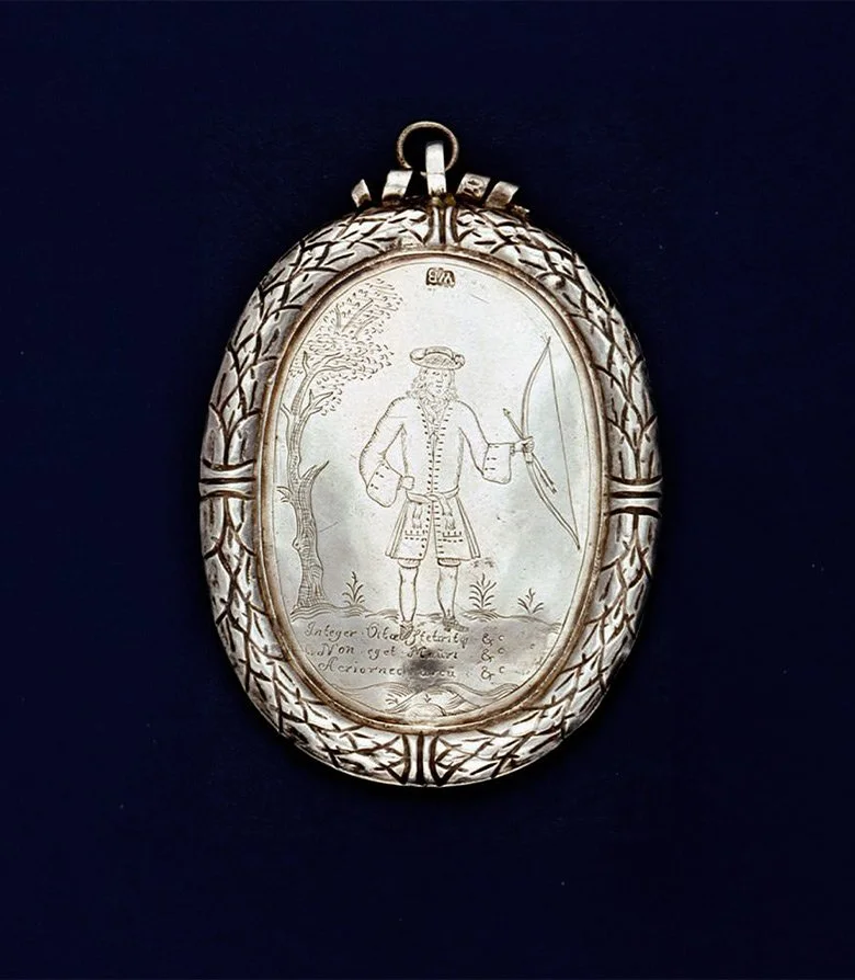 Antique archery medal awards in the 1600s at St Andrews, Scotland