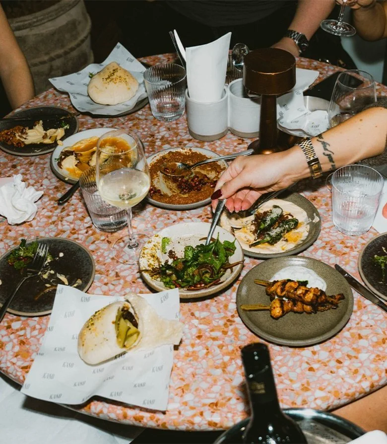 food and diners at Kaso bar, the rooftop bar at 100 shoreditch hotel