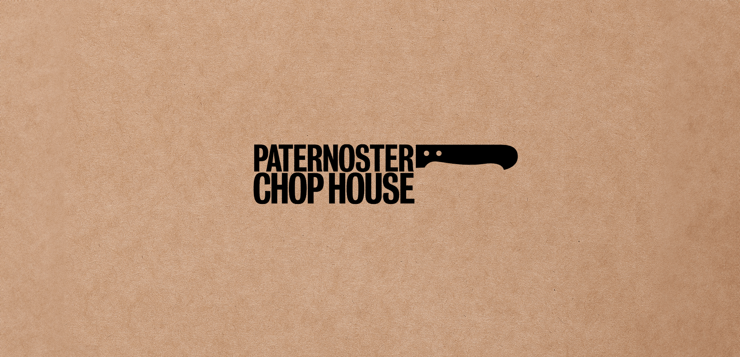 Logo of Paternoster Chop House with a black cleaver icon.