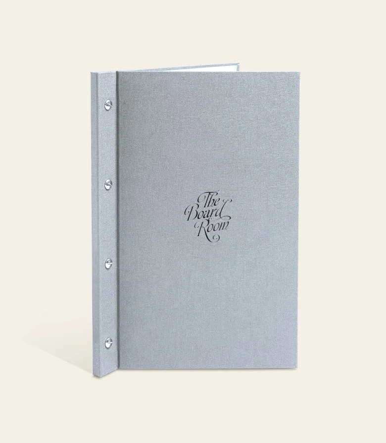 restaurant Menu folder for the Board Room at Seaton House, St Andrews, created as part of the brand identity by Colt