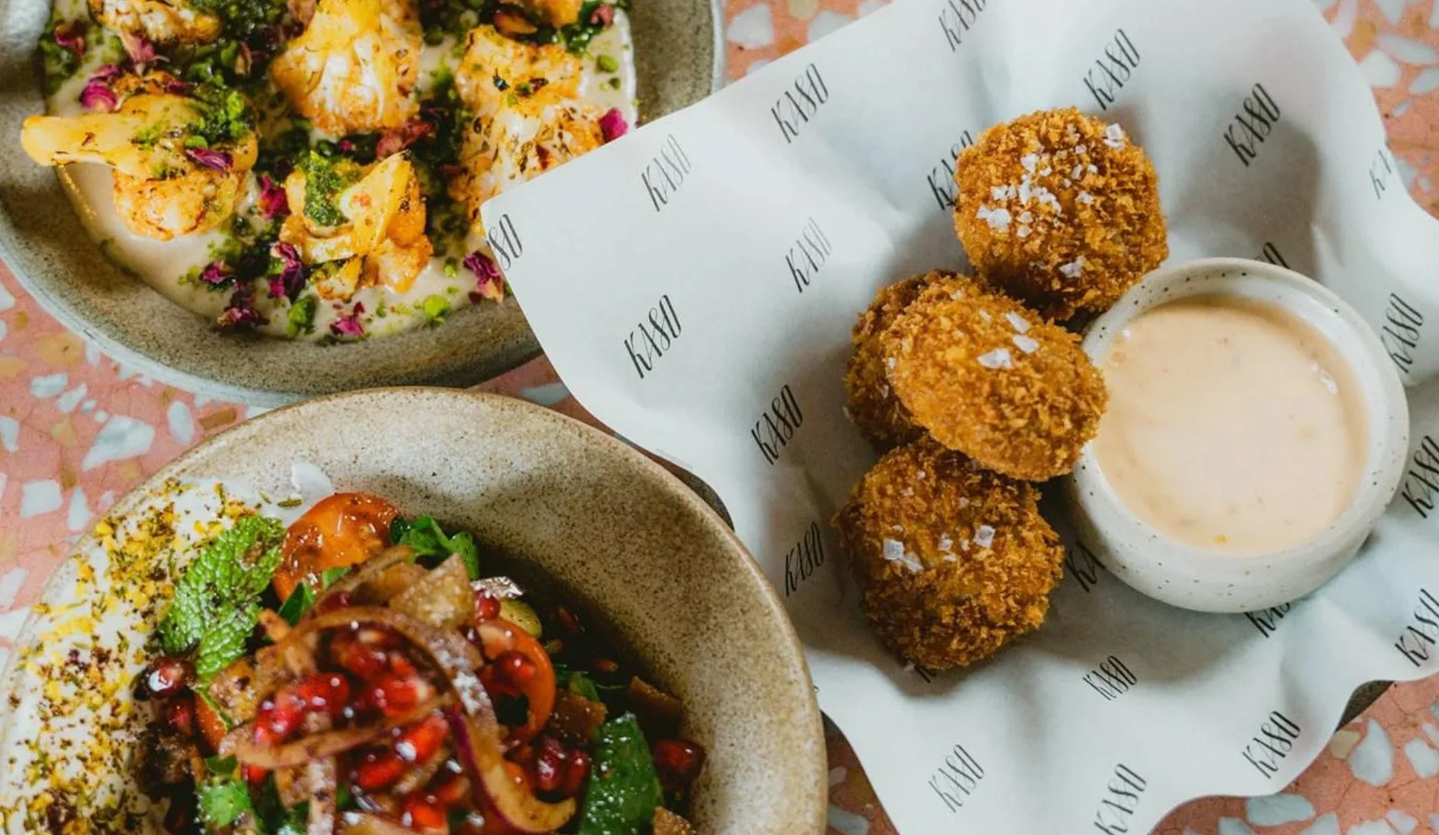 Branded grease proof paper and food for Kaso bar in Shoreditch, London