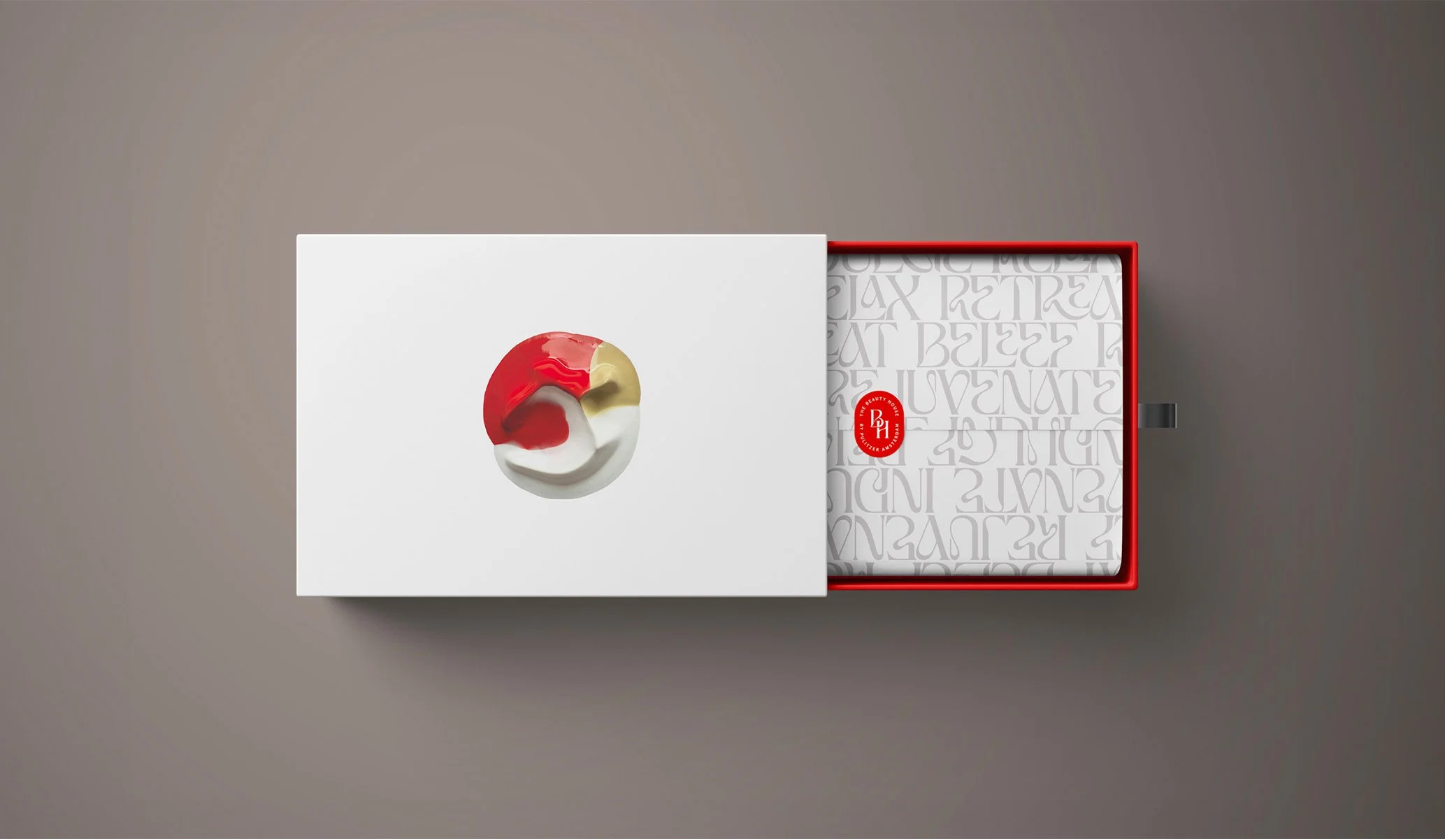 product packaging slipcase for The Beauty House, the spa at Putlitzer Hotel with branding by specialist hotel branding agency Colt