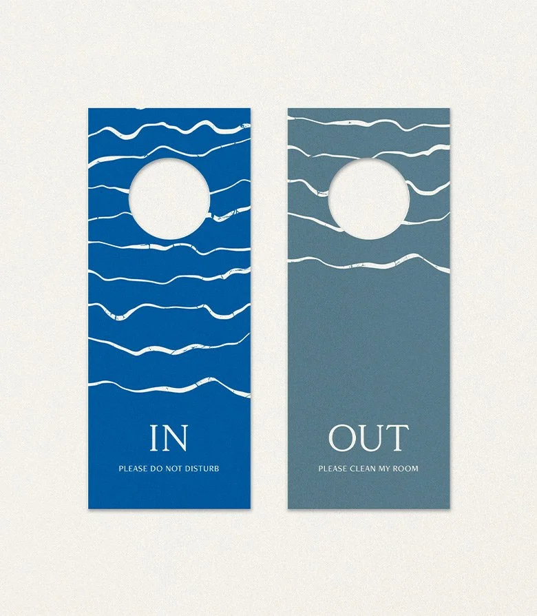 Door hangers for Seaton House hotel created as part of the brand identity by Colt