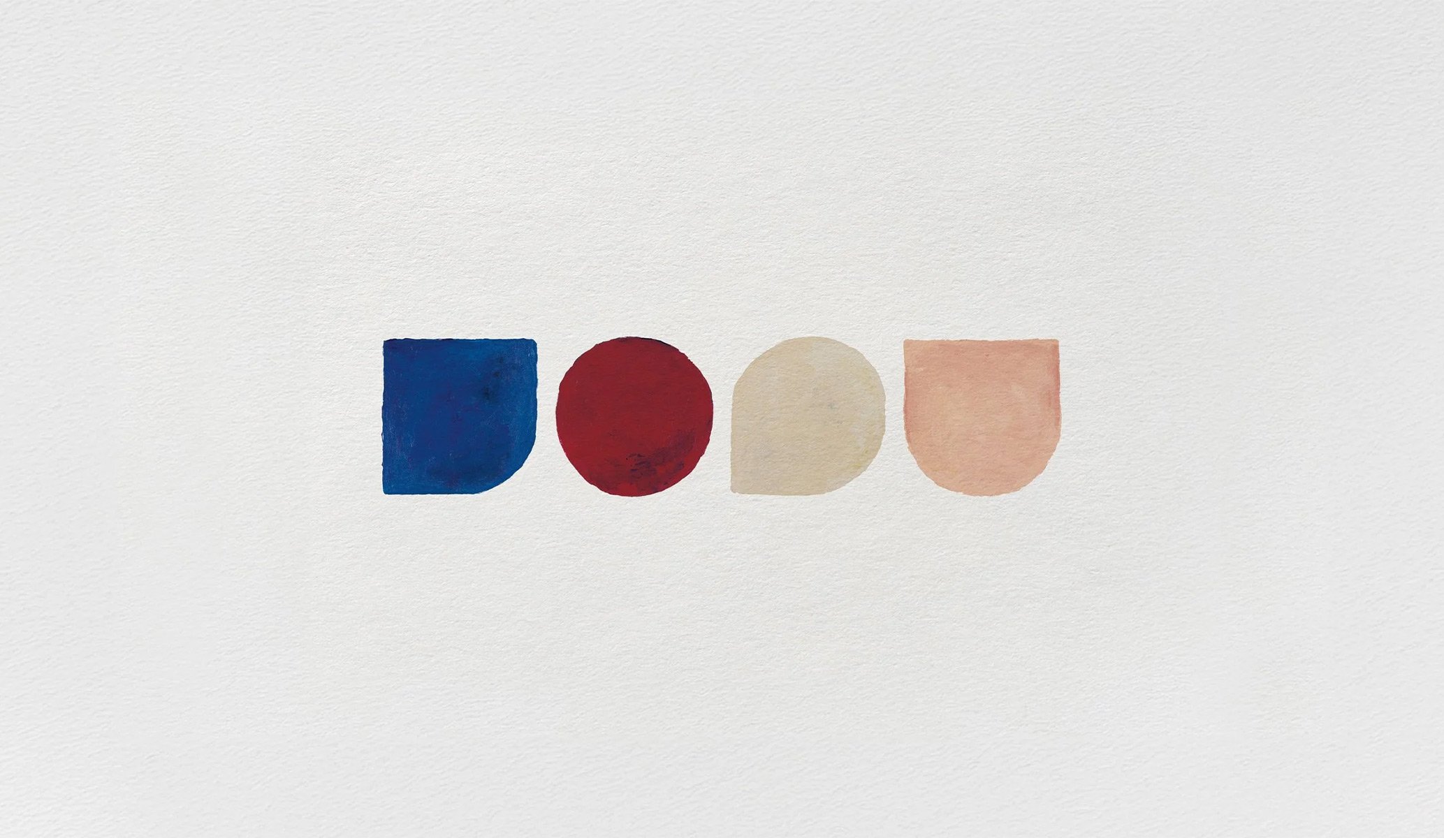 Graphic asset for One Hundred Shoreditch made up of four shapes in four colours, hand painted on paper background