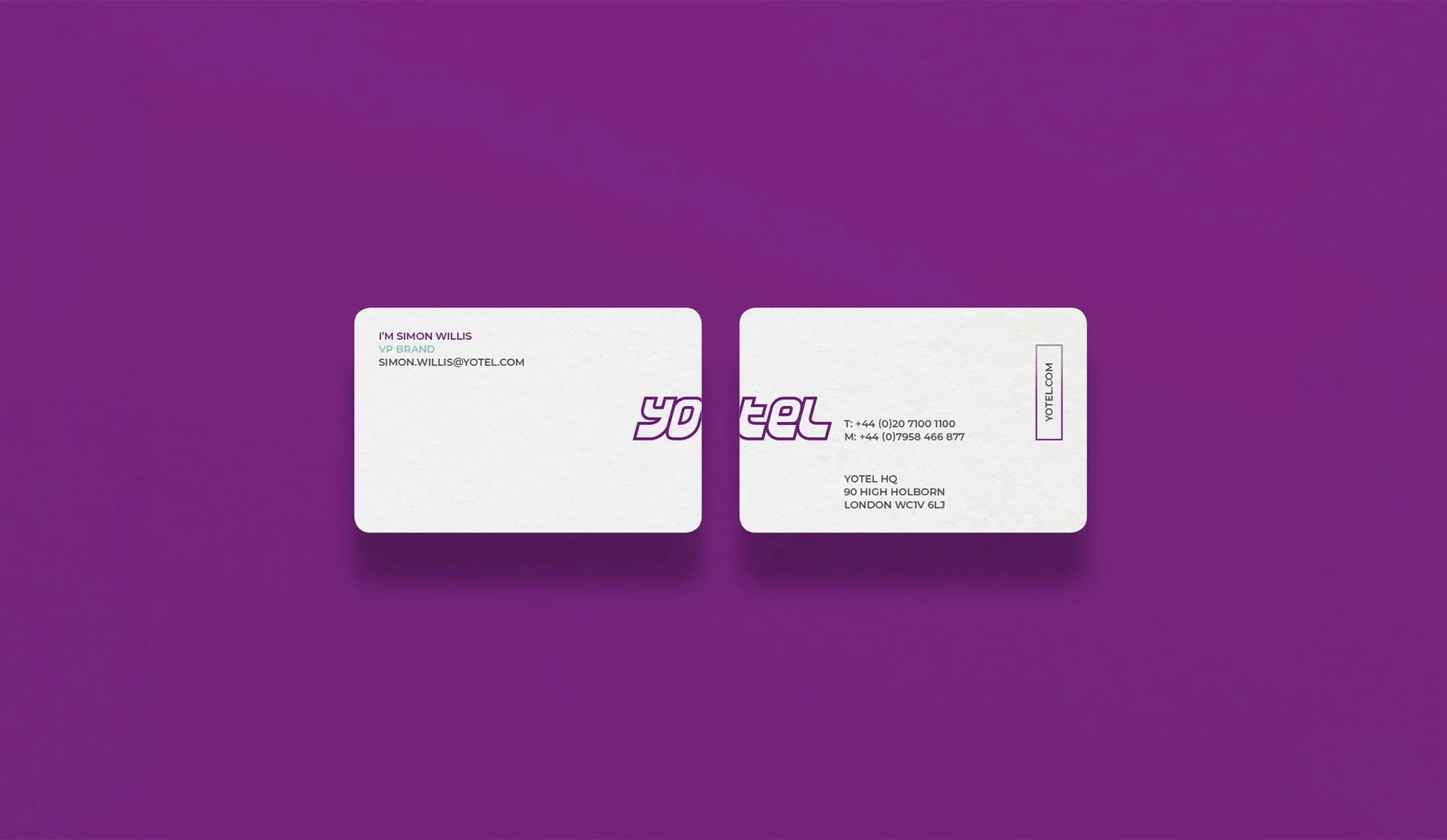 Business card created for the Yotel brand created by Colt, a specialist hotel branding agency in London