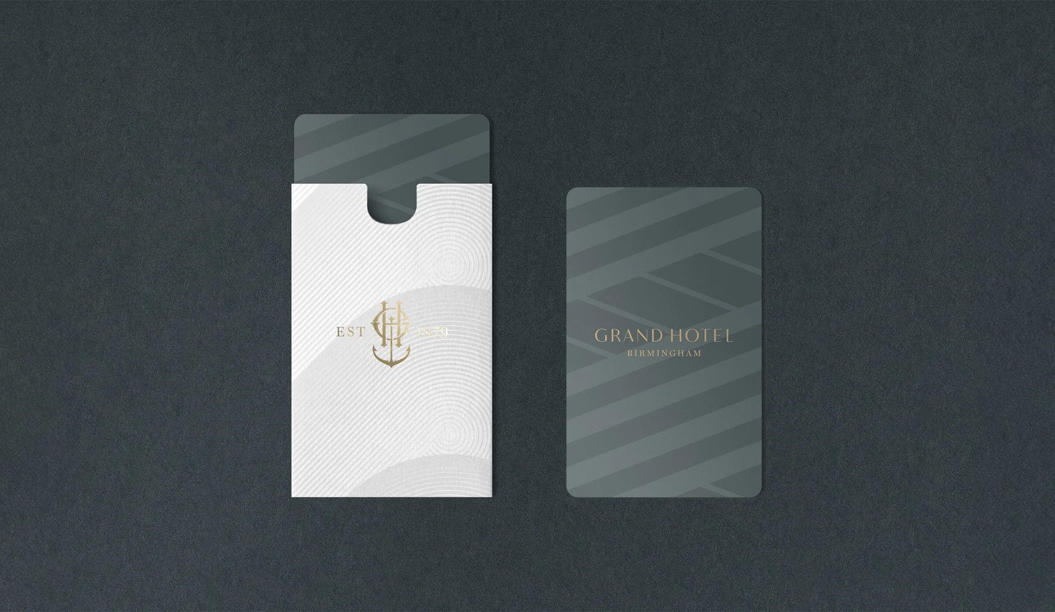 Key card and key card holder for The Grand, Birmingham, part of the brand identity by Colt