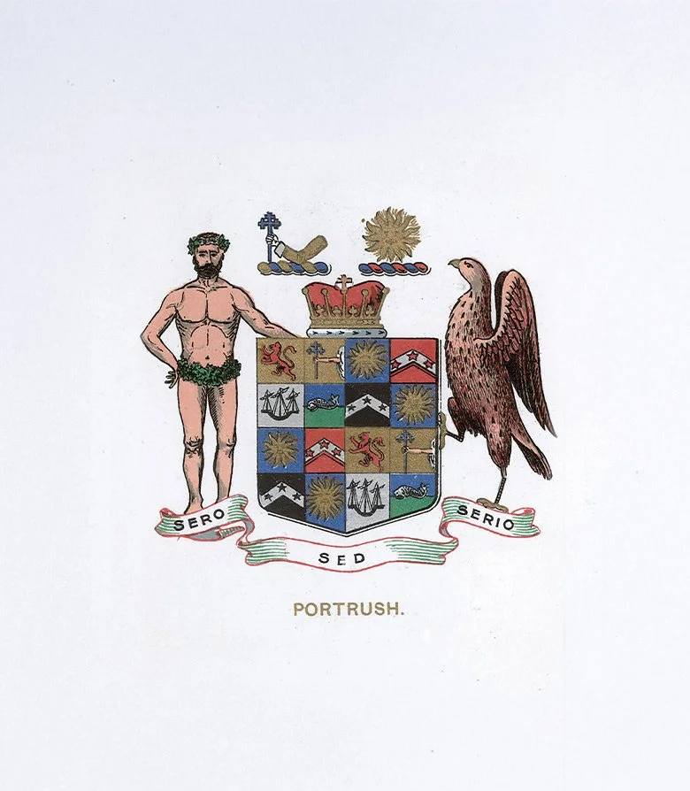 The coat of arms for Portrush in Northern Ireland, the inspiration for the brand symbol by Colt