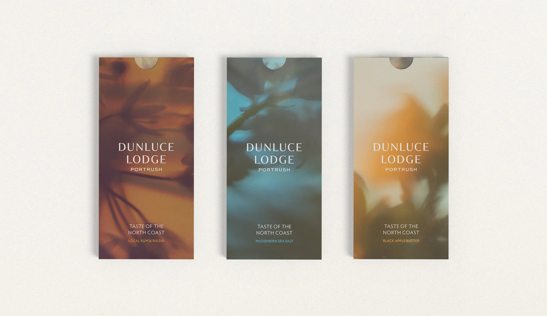 branded in-room chocolate produced as part of the brand identity for Dunluce Lodge designed by Colt branding agency, London