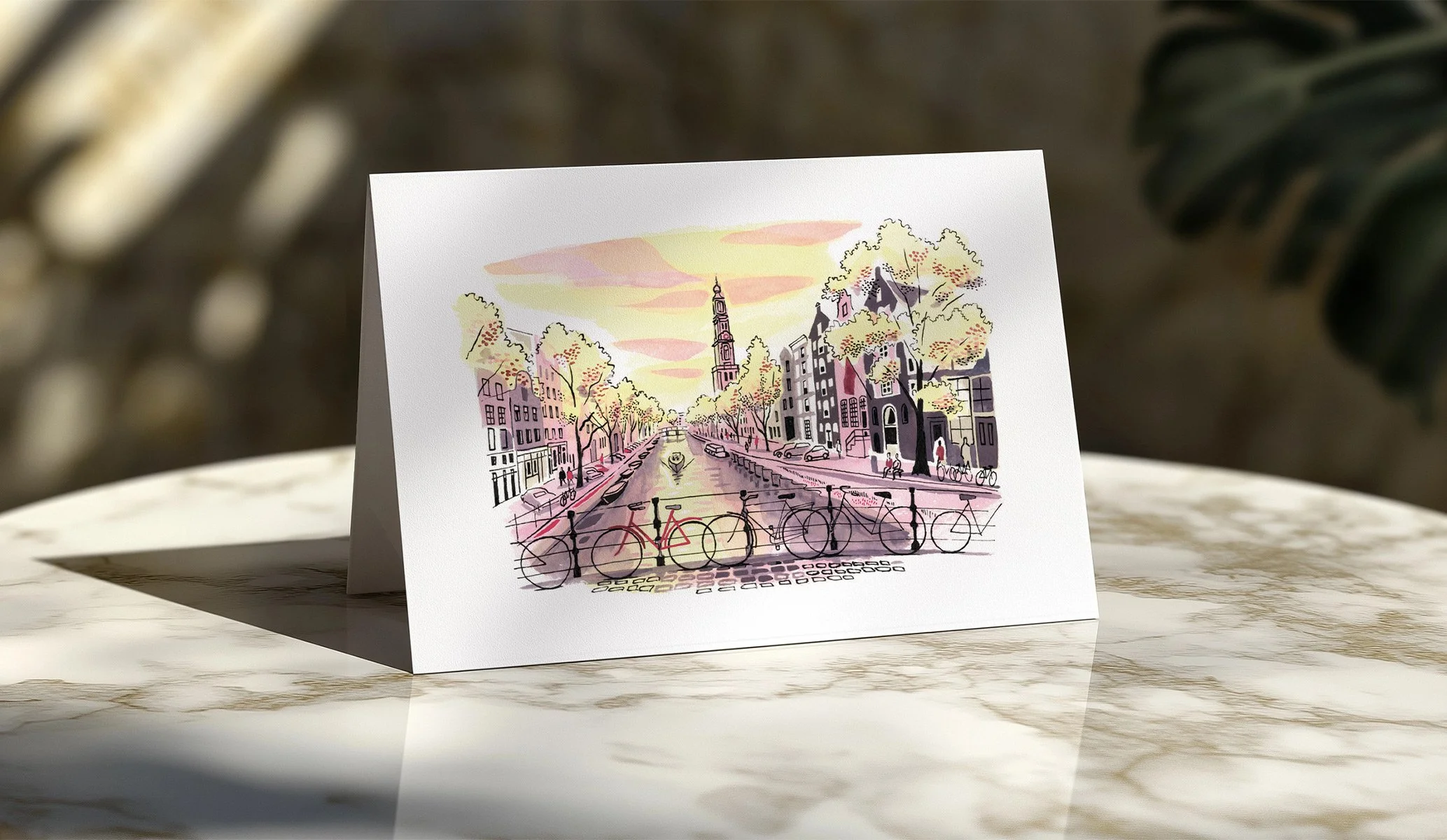 Guest welcome card for Pulitzer Hotel in Amsterdam, created as part of the brand identity project by Colt, hotel branding specialists