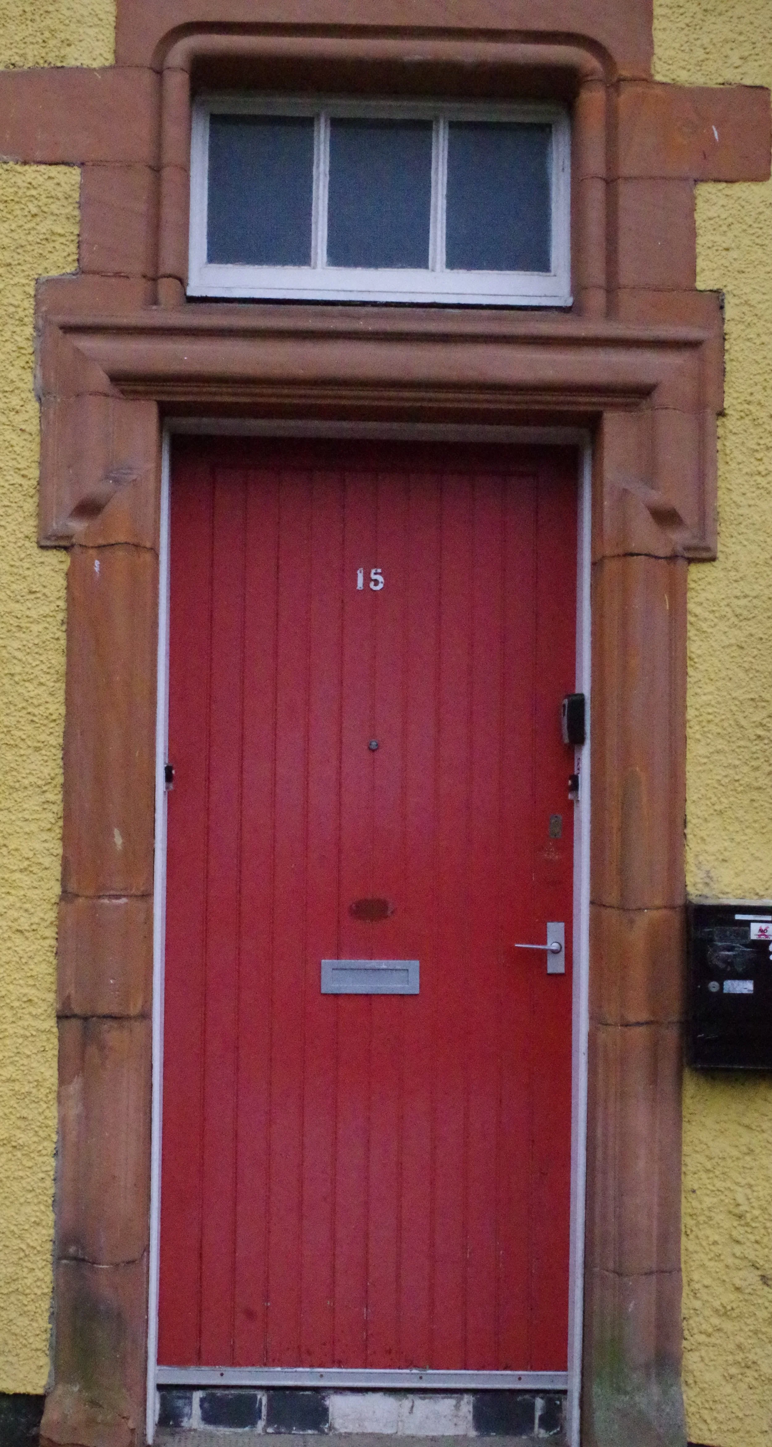  Red door in Scotland with transom 