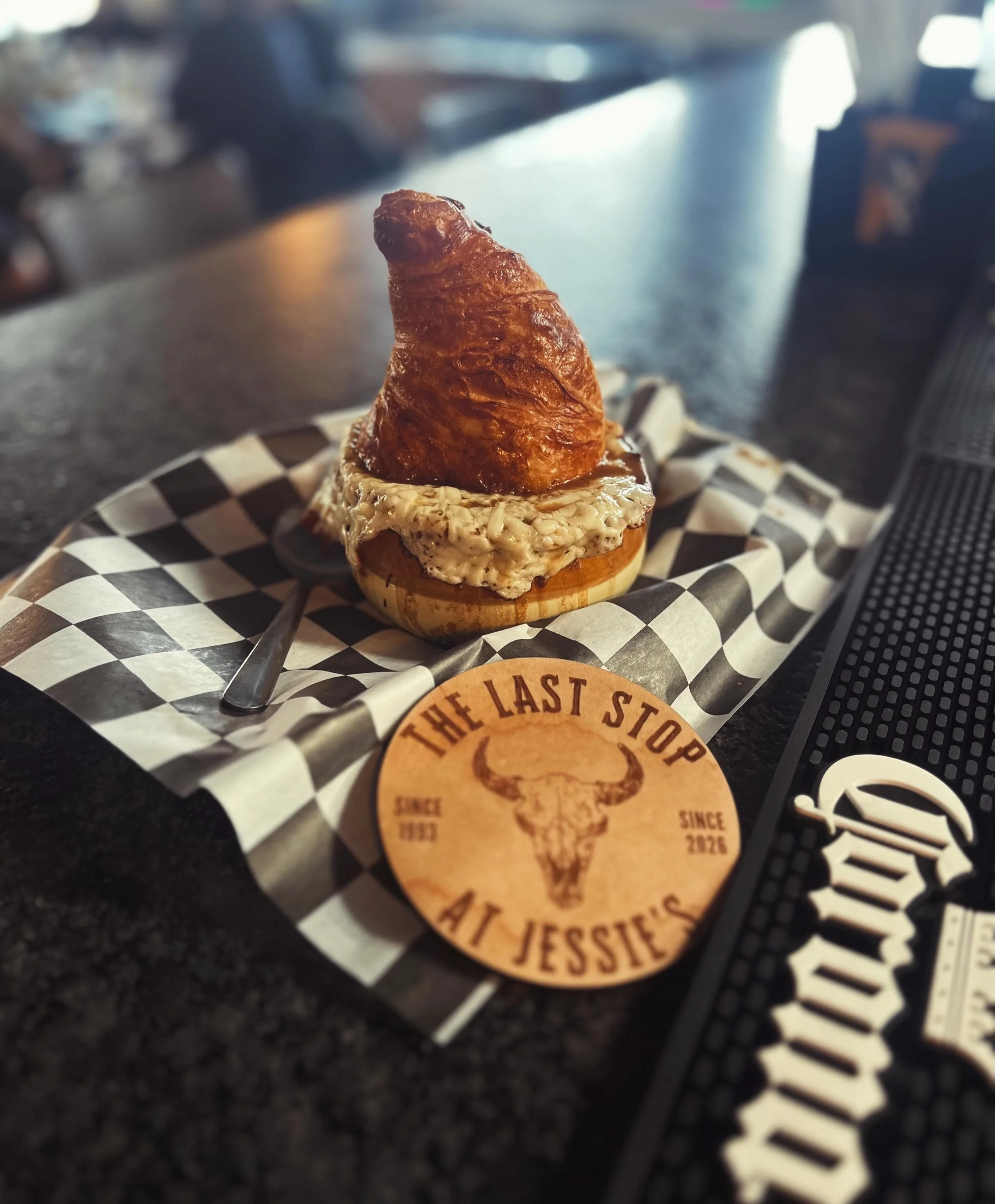 Comfort food with absolutely no self-control. 

Seriously though&hellip; you have to try this at least once.

French onion soup topped with a havarti crisp croissant&hellip; because a normal crouton just wasn&rsquo;t enough.

🍻 We&rsquo;re open toni