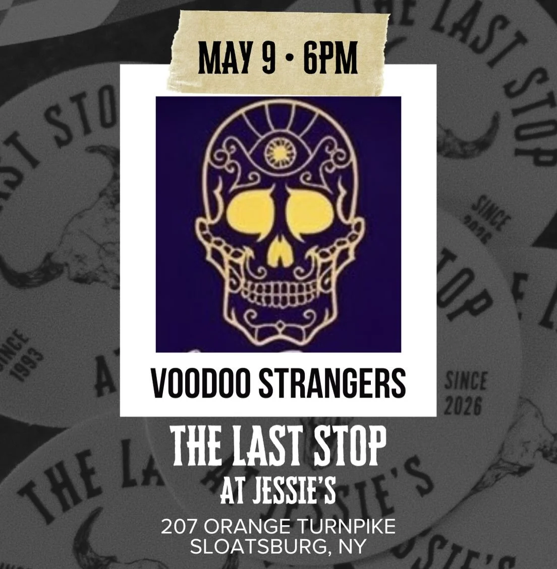 Voodoo Strangers are taking over The Last Stop 🎸

Kicking it off as our first live band with all of the 90s &amp; 00s rock you love!

📆May 9th
🍔Full dinner menu 4-9
🍻Great beer &amp; drinks

You don&rsquo;t want to miss this.

#TheLastStop #Jessi
