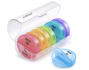 Daily Pill Organizer (Twice-a-Day) - Weekly AM/PM Pill Box, Round Medicine Organizer, 7 Day Pill Container