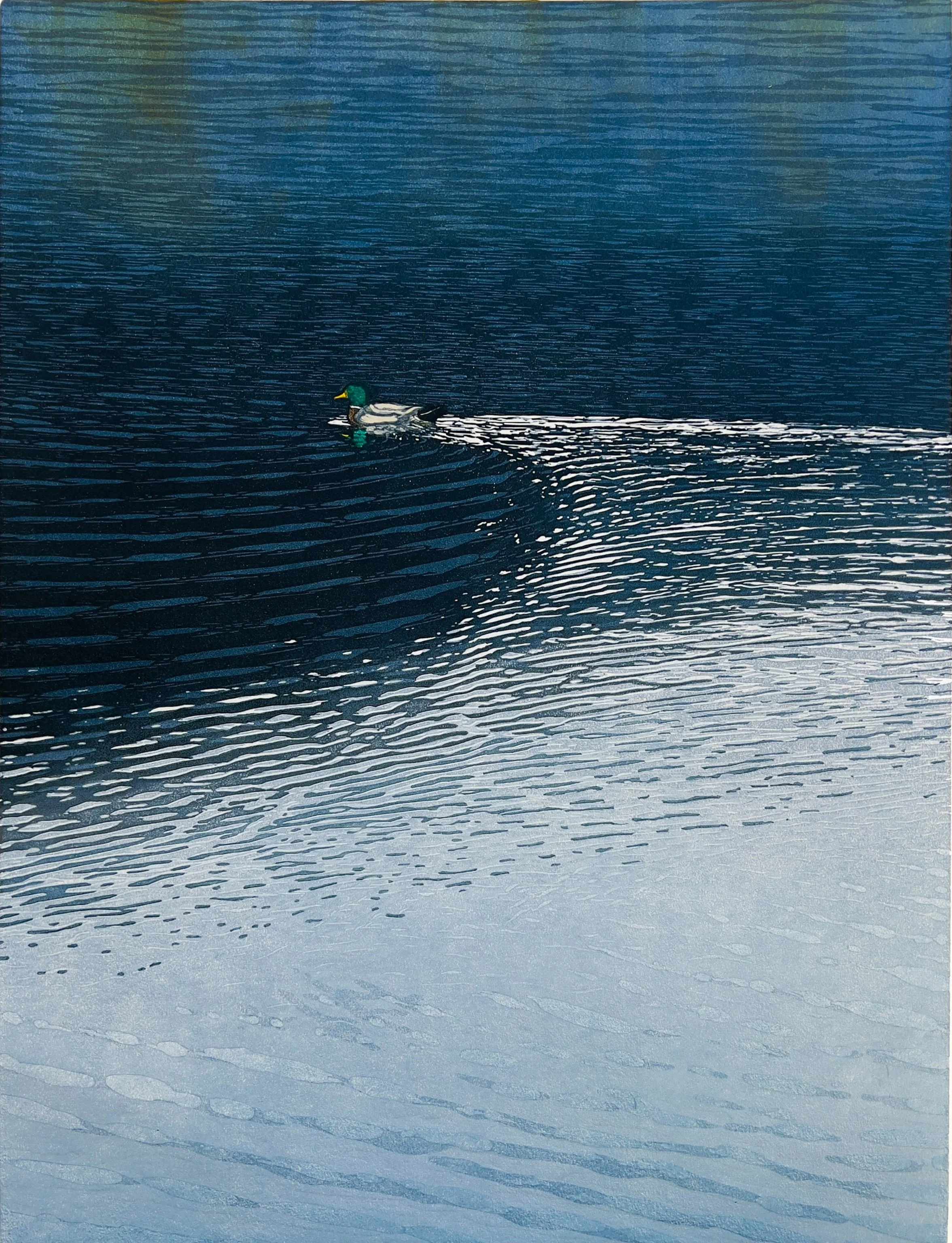 "Wake", Limited Edition of 24, 
22” x 16.5” Reductive Linocut Relief Print
