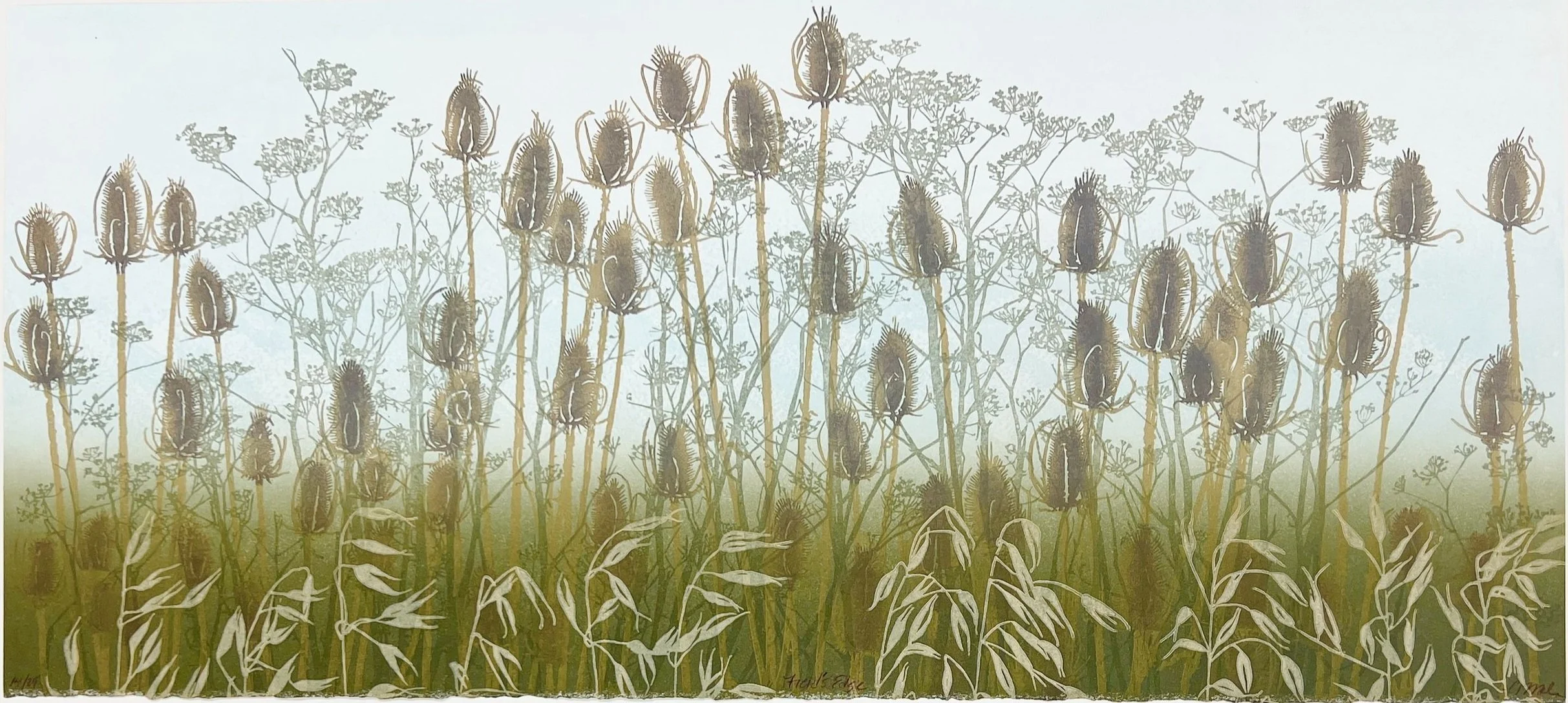 "Field's Edge", Limited Edition of 29, Multi-block Woodcut and Linocut Relief Print