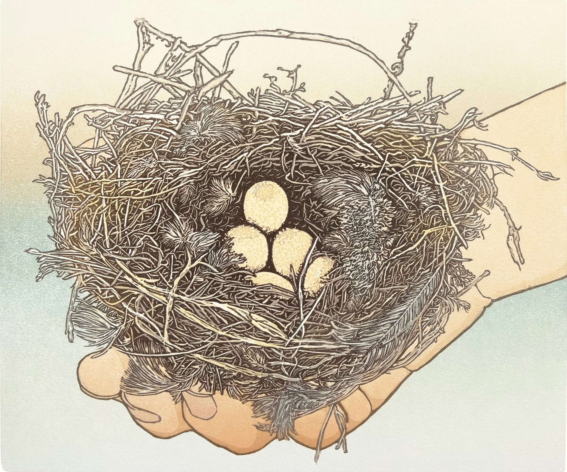 "BITTERSWEET" (State II) (Nest Series), Limited Edition of 26, Reductive Linocut Relief Print
