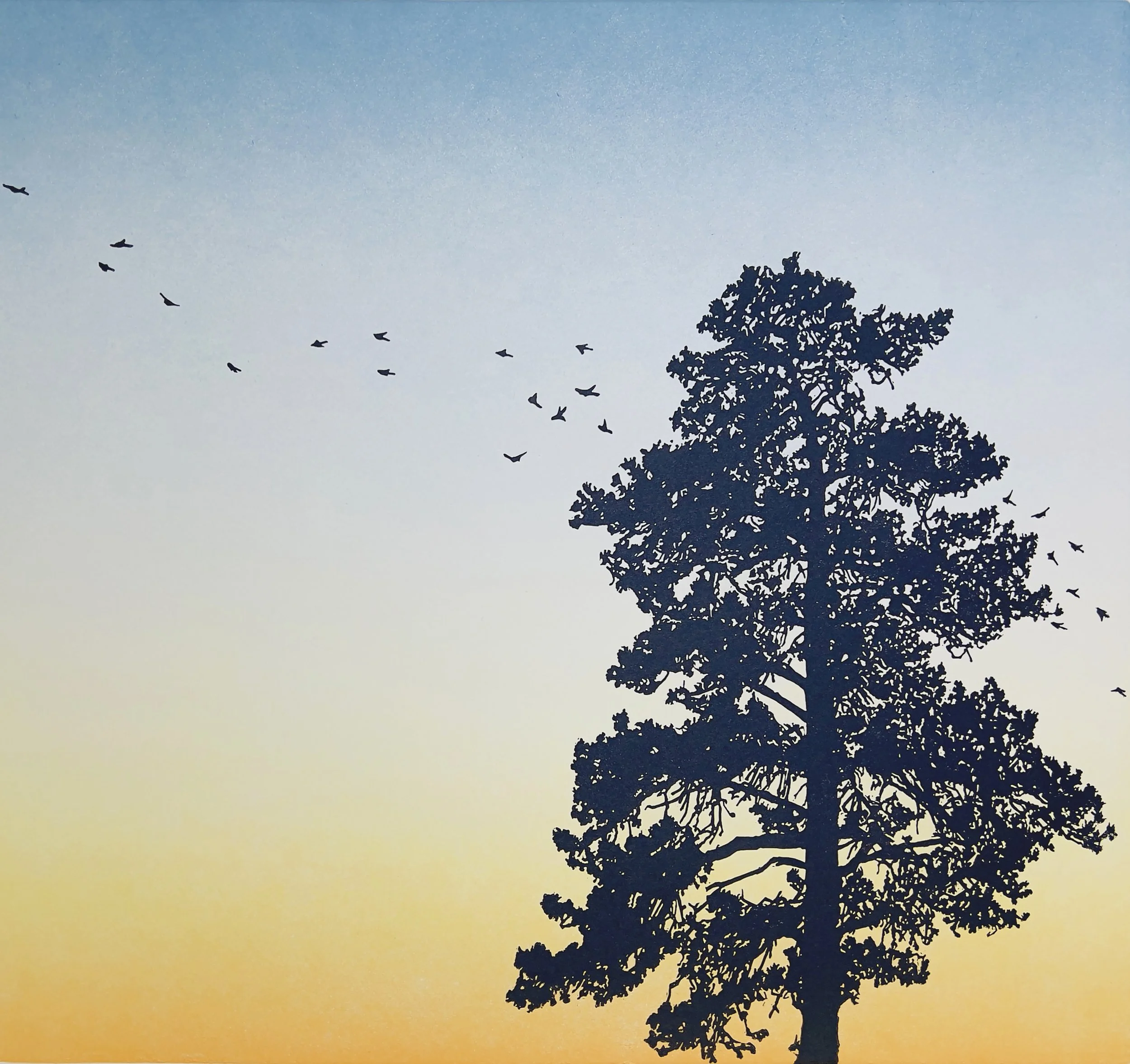 “Keep Moving On”, Limited Edition of 12, 12.75” x 13.75”, Multi-block Linocut Relief Print