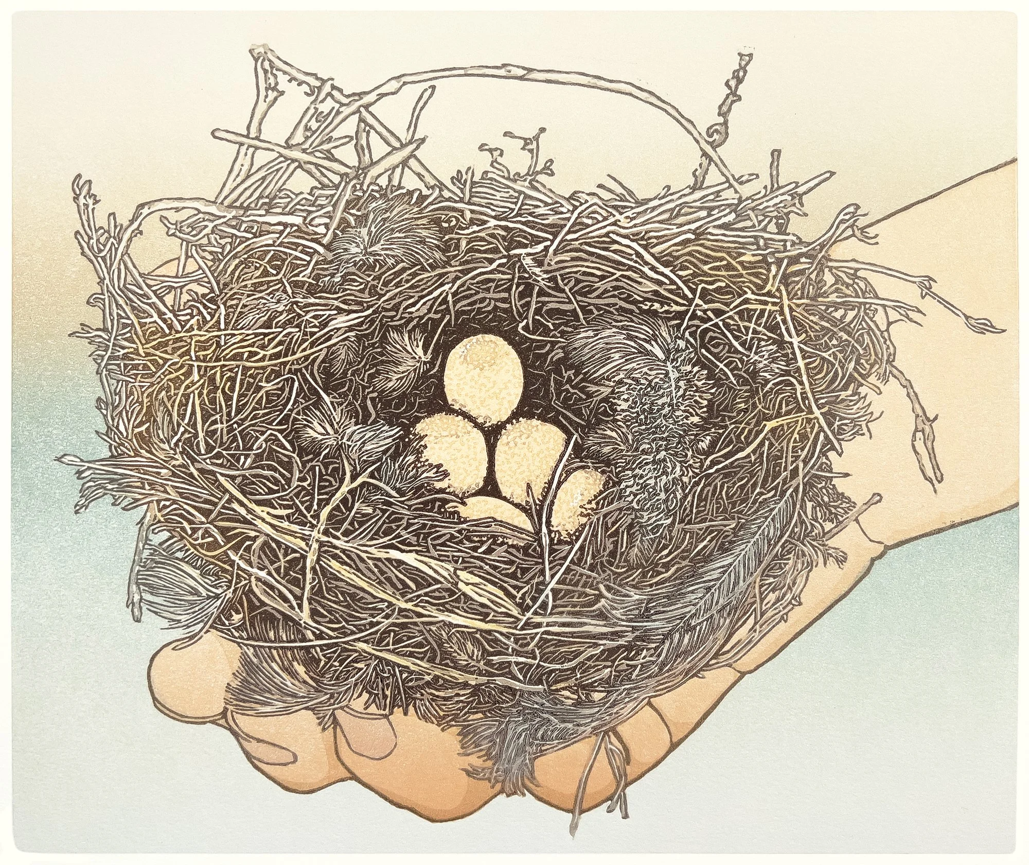 “Bittersweet II”, Limited Edition of 26, 8” x 9” Reductive Linocut Relief Print