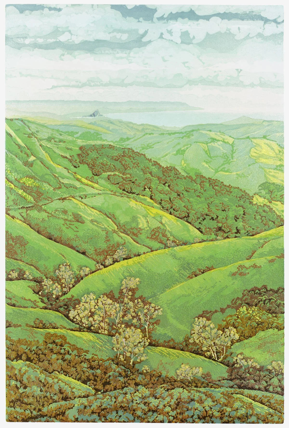"El Morro", Limited Edition of 30, 
24” x 16” Reductive Linocut Relief Print
