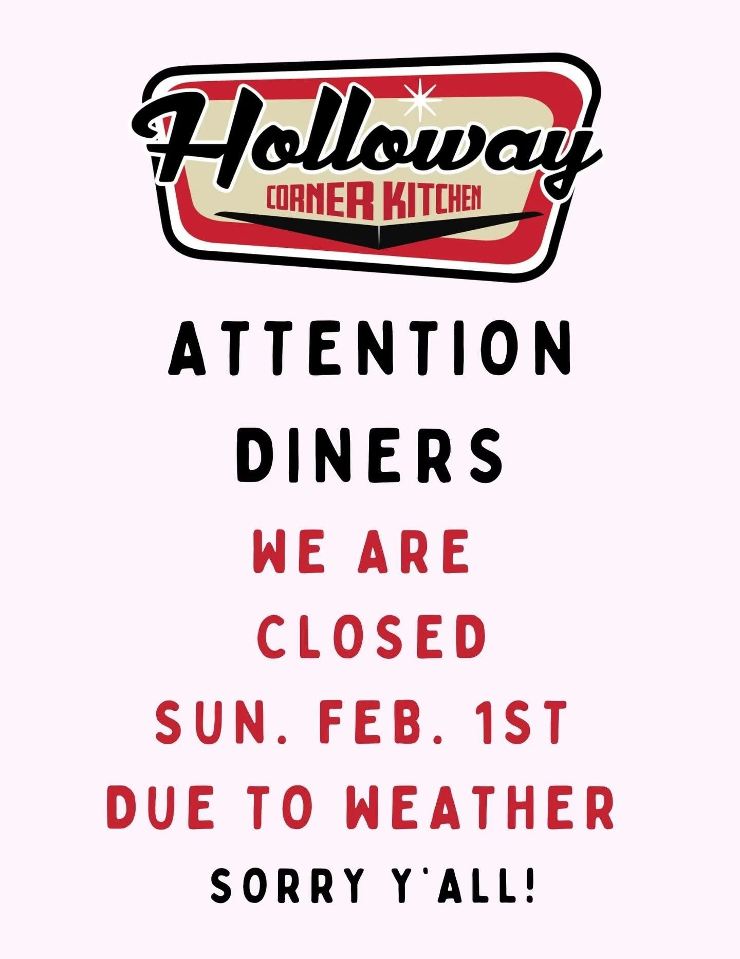 True story. Wishing you all a cozy Sunday. Stay tuned for further schedule updates from @hollowaycornerkitchen and STAY ALIVE ON 105!
#hollowaycornerkitchen #stayaliveon105 #weatherclosings #foscoenc