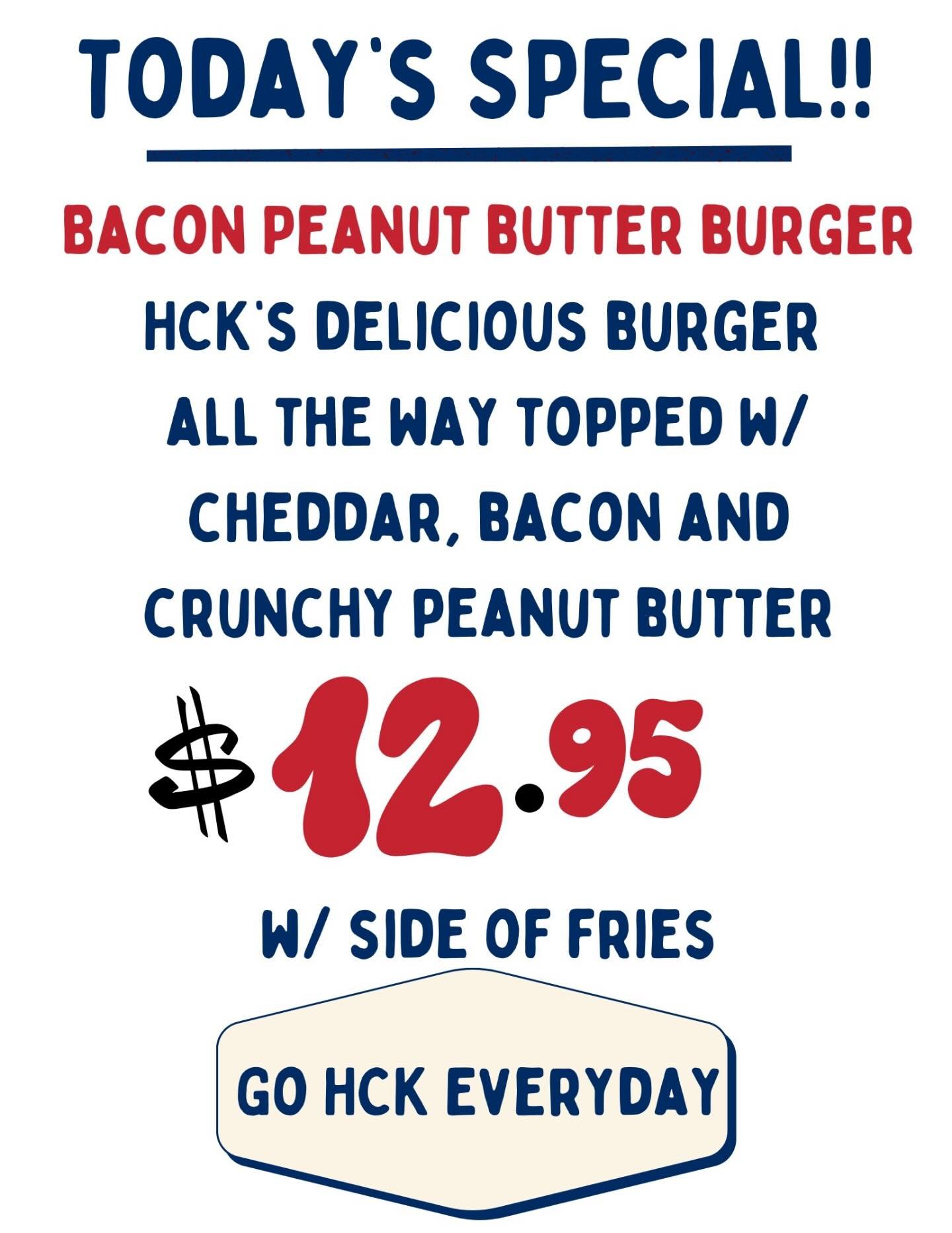 One time, in Canada, we had a BACON PEANUT BUTTER CHEESEBURGER and now you can, too!! Are we crazy? Absolutely. Is this burger delicious? You bet your apostrophe it is! See y&rsquo;all @hollowaycornerkitchen 
#hollowaycornerkitchen #burgers #foscoe