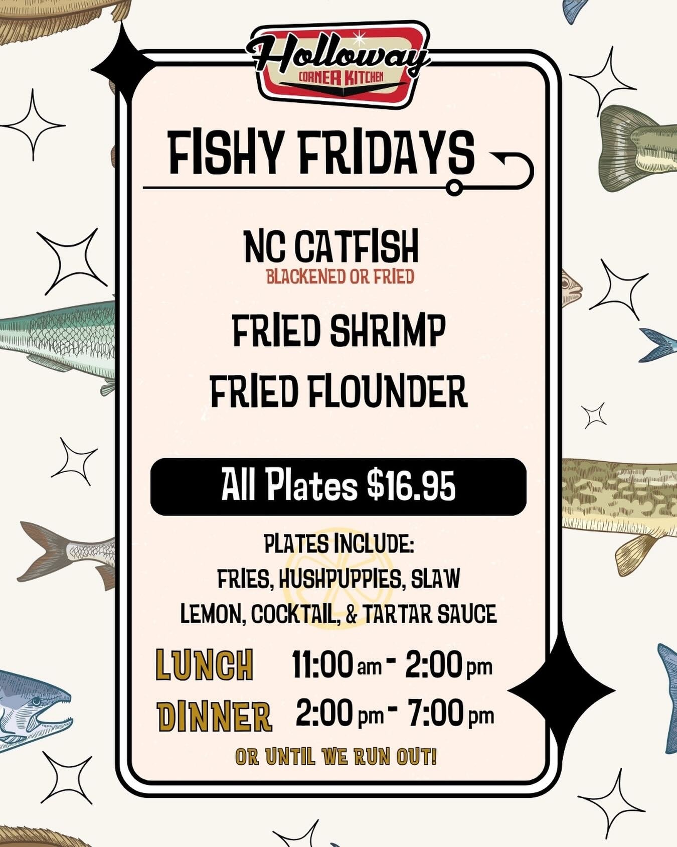 Something FISHY going on here on FRIDAYS!!
@hollowaycornerkitchen #fishyfriday