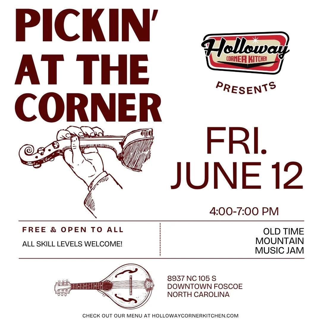 This Friday, June 12, @hollowaycornerkitchen will host our monthly edition of PICKIN&rsquo; AT THE CORNER!! From 4pm to close, pickers and singers of all ages and skill levels are welcome to drop in and jam! Come eat and listen!!
#hollowaycornerkitch