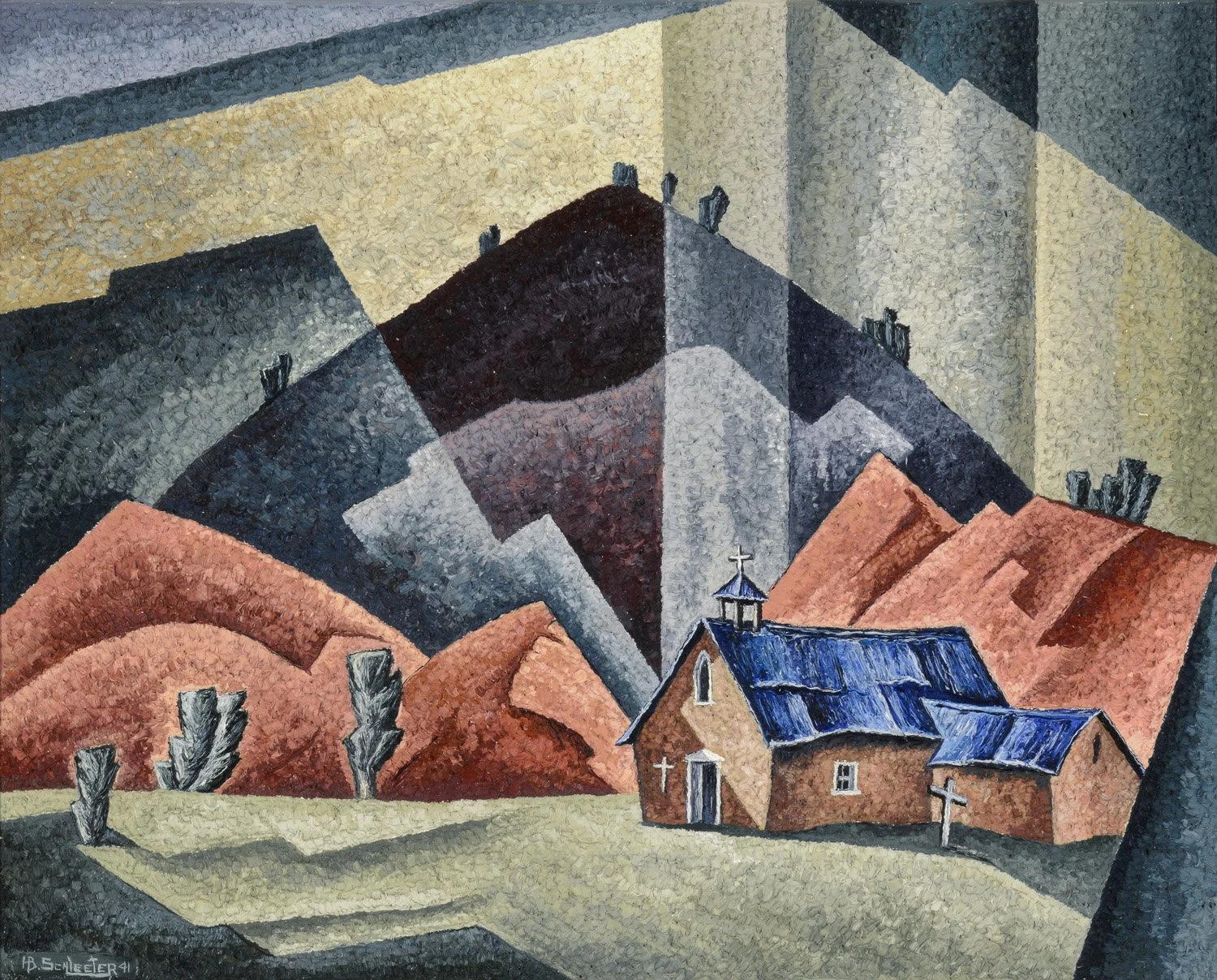 Earth Forms and Rain by Howard Schleeter is for sale at Addison Rowe Gallery, 505-982-1533