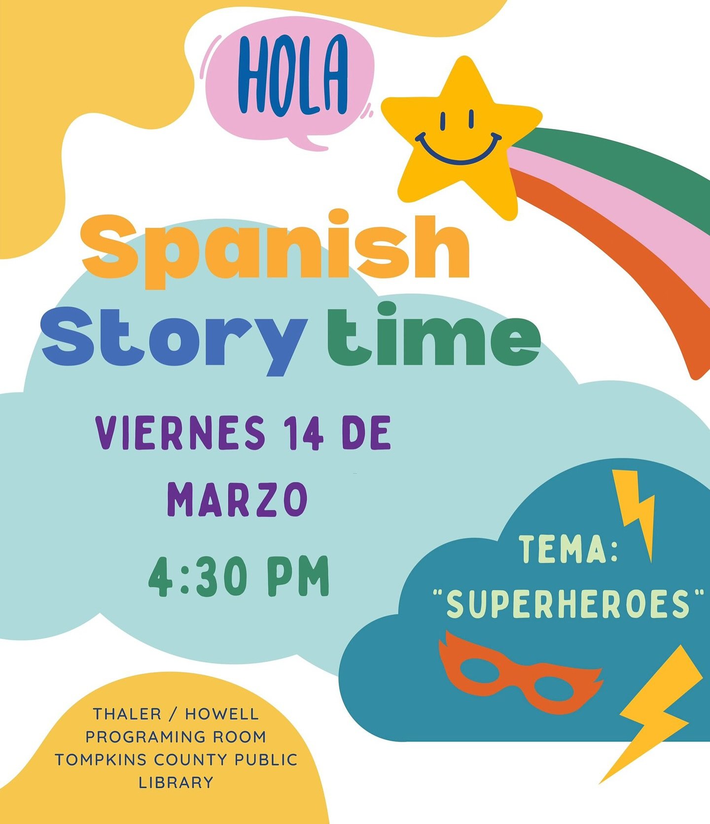 Children of all ages and their caregivers are invited to a fun-filled Spanish storytime featuring songs, rhymes, stories, and crafts &ndash; all in Spanish! This lively and interactive session is a fantastic opportunity for the whole family to immers