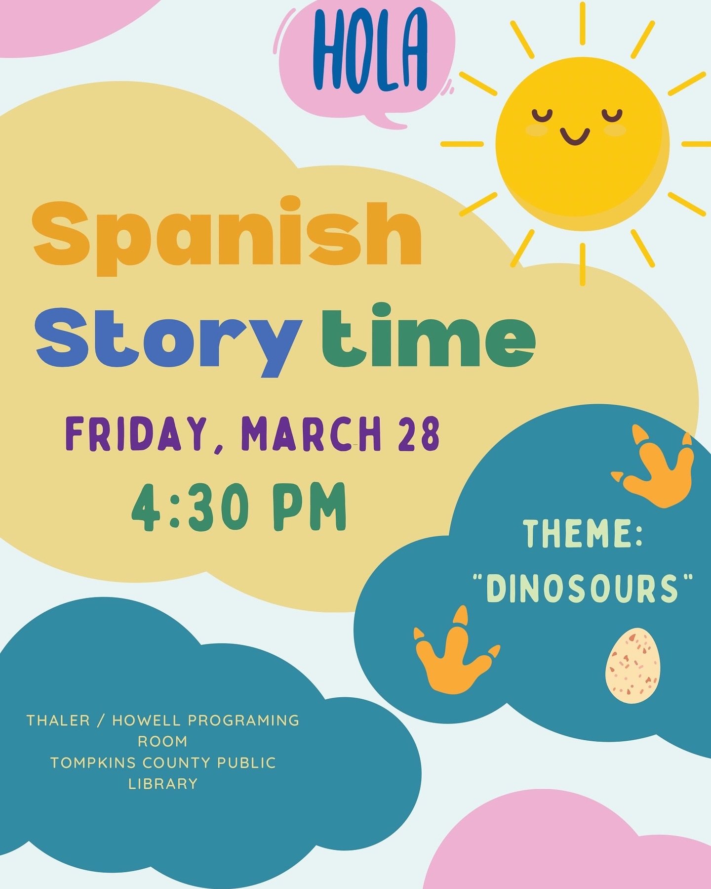 Children of all ages and their caregivers are invited to a fun-filled Spanish storytime featuring songs, rhymes, stories, and crafts &ndash; all in Spanish! This lively and interactive session is a fantastic opportunity for the whole family to immers