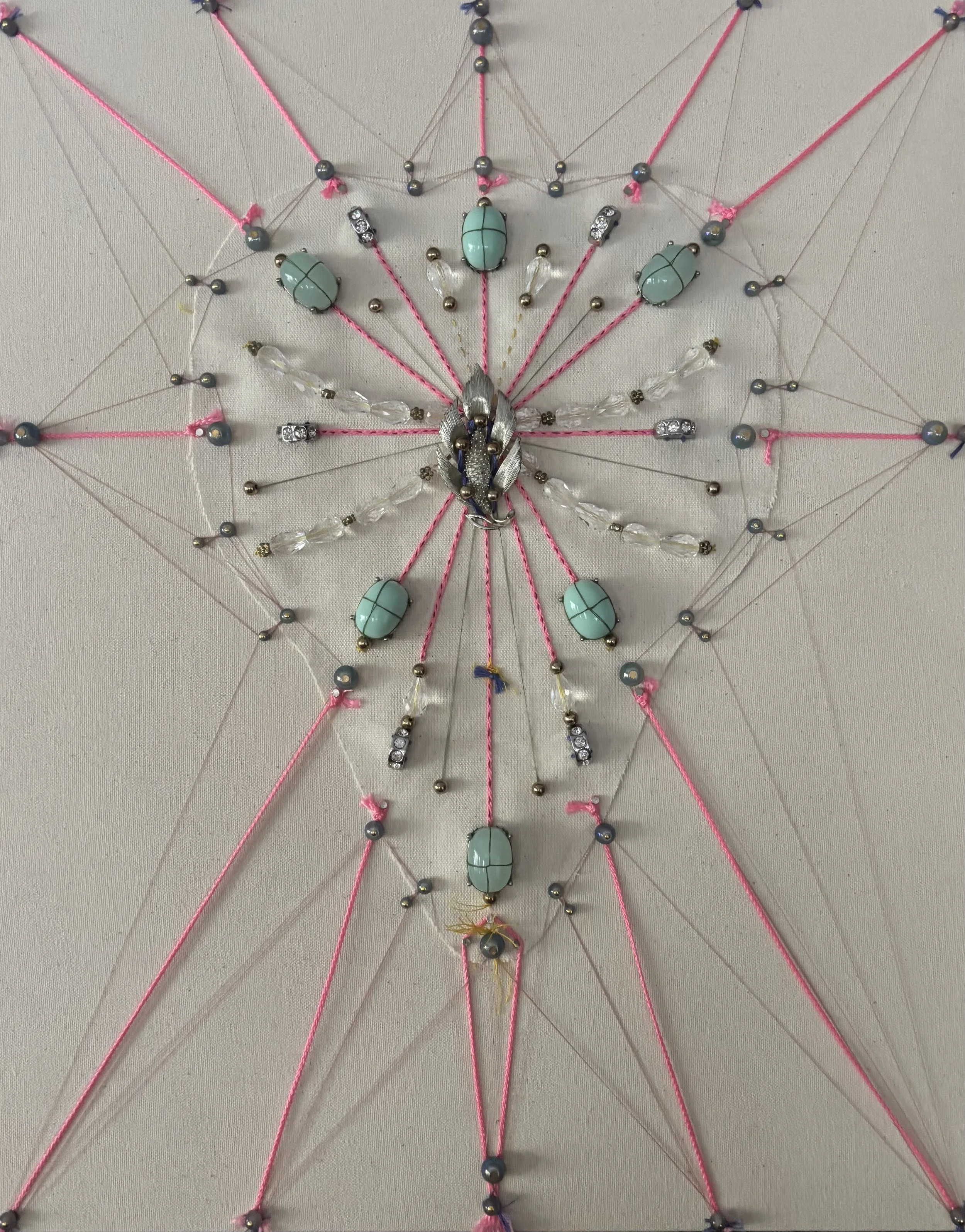 Totem to Mend a Heart - Assemblage on canvas over panel, 20 x 16", 2025