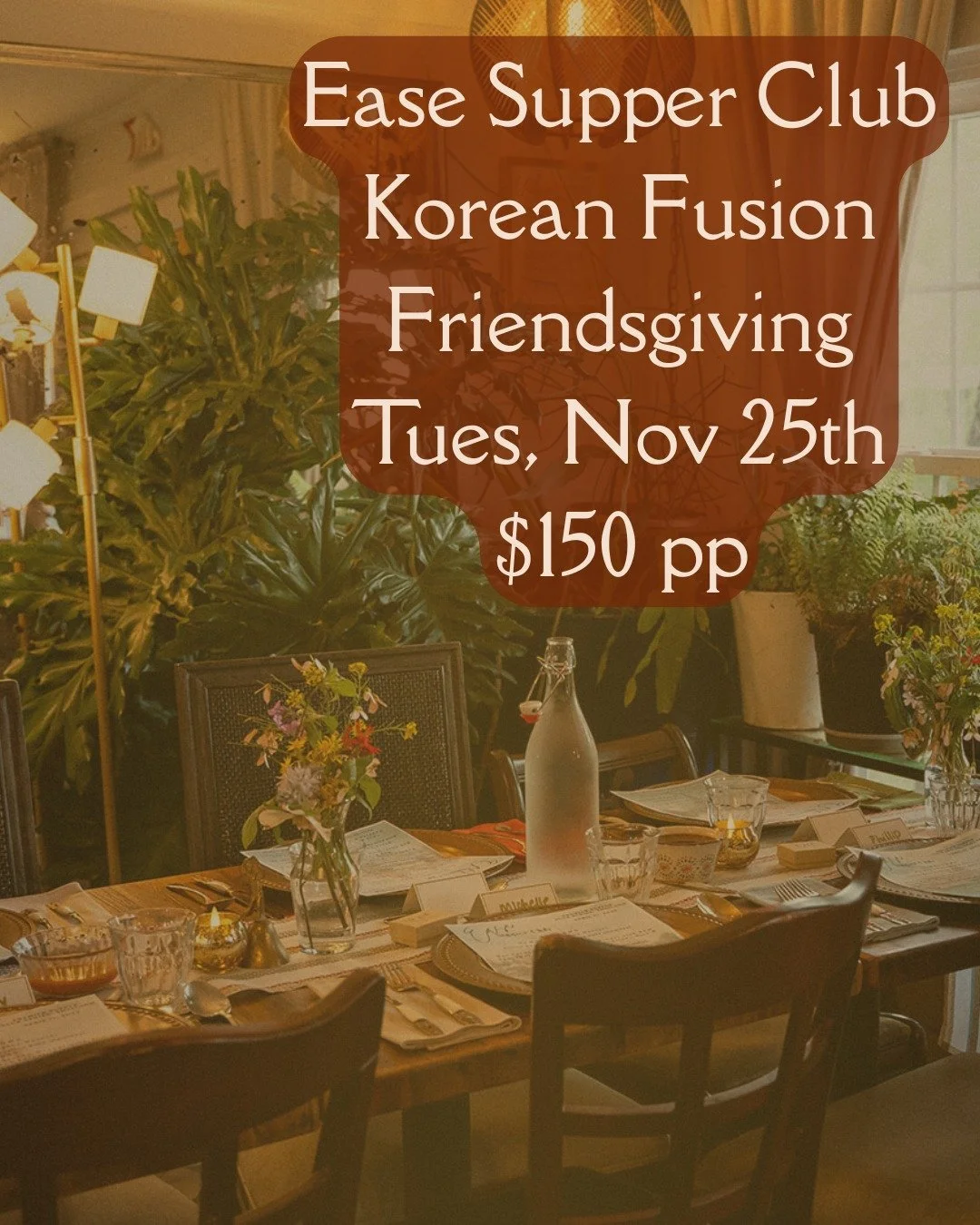 This Friendsgiving, we're trading turkey for something a little more adventurous.

Join us Tuesday the 25th for a Korean fusion feast that celebrates the warmth of gathering around the table with a little bit of adventure and a lot of heart. In true 