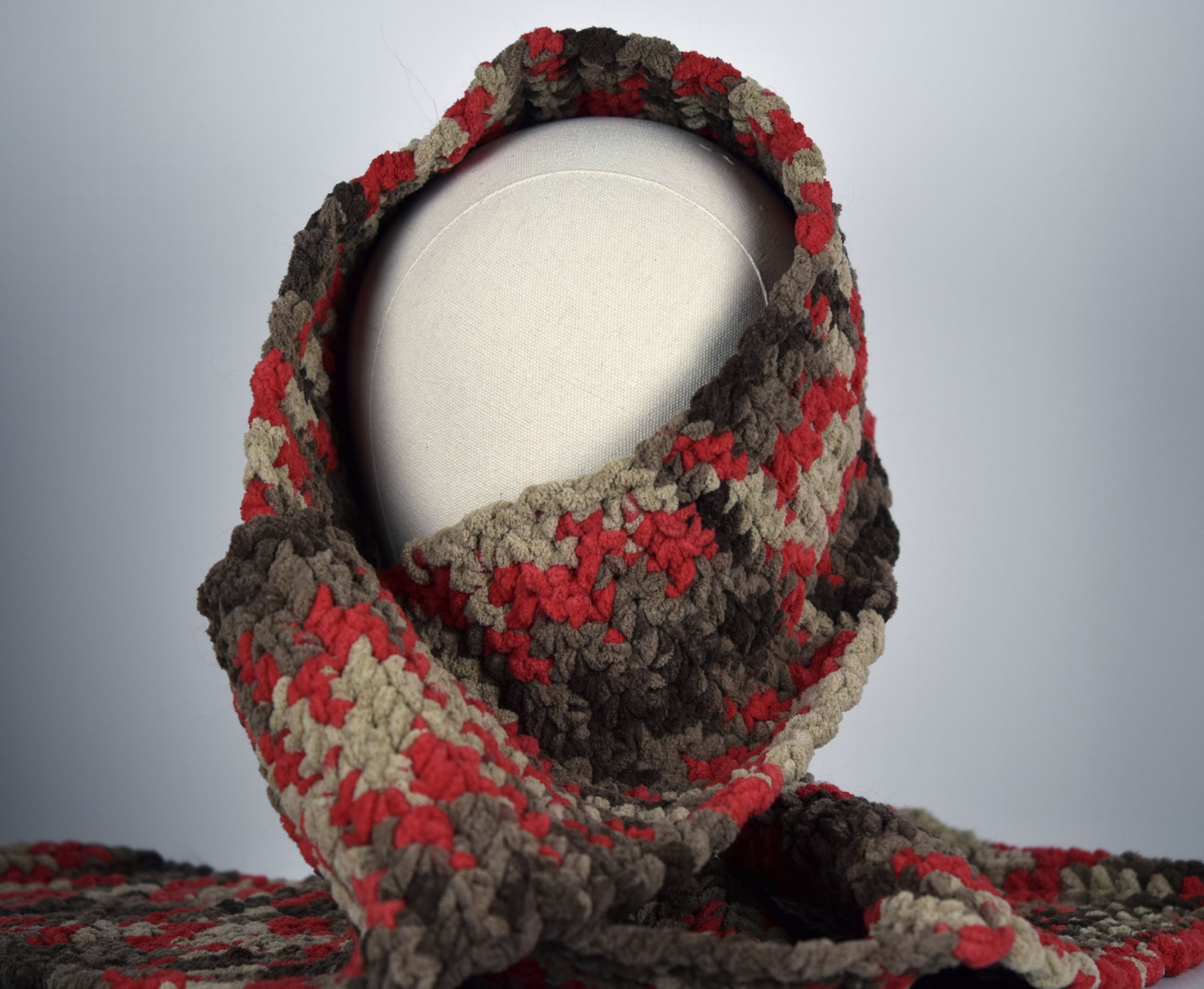 Red & Brown Fluffy Scarf