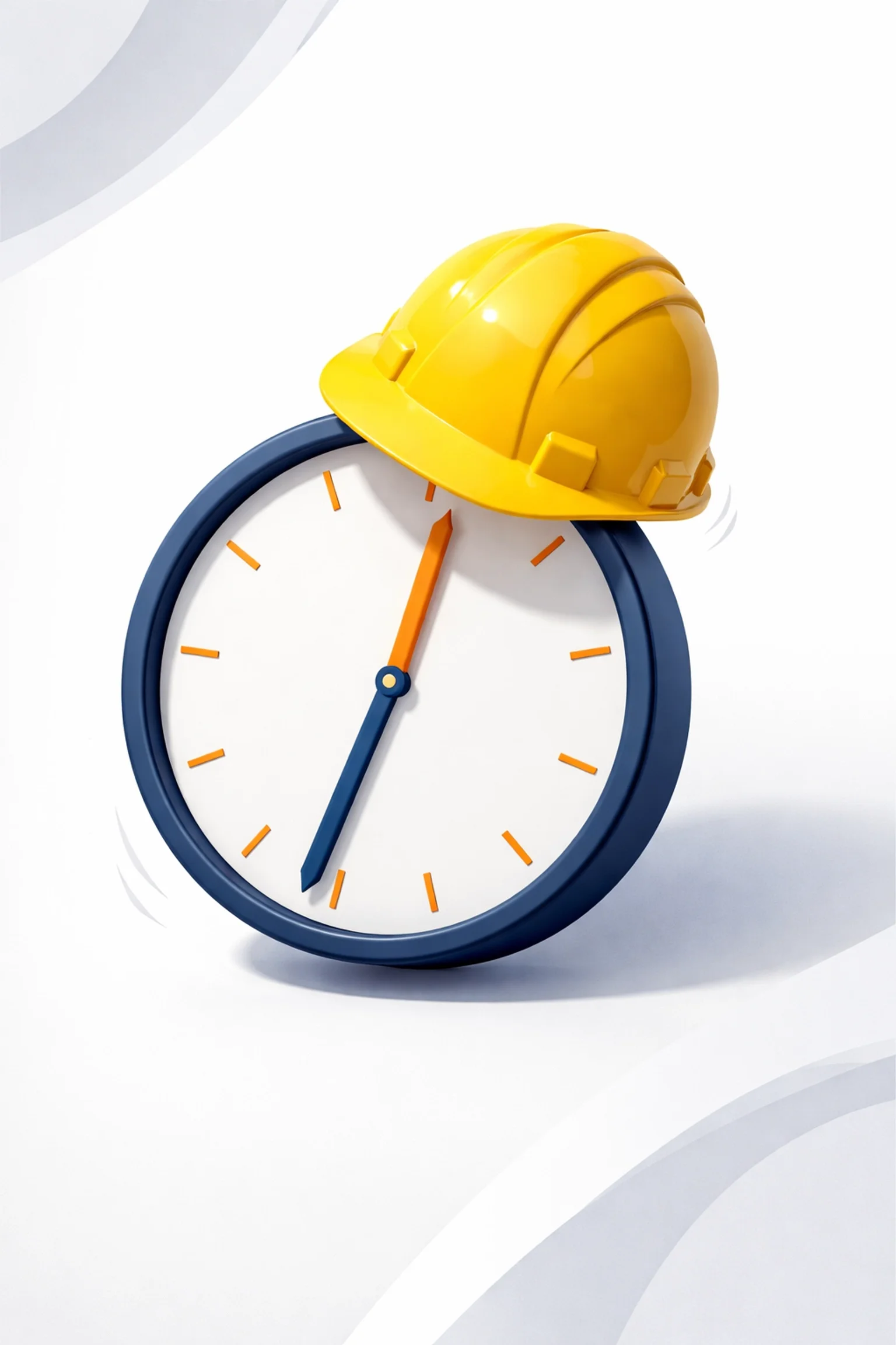 Clock wearing a construction hard hat, symbolizing accurate time tracking and labor accountability for field workers.