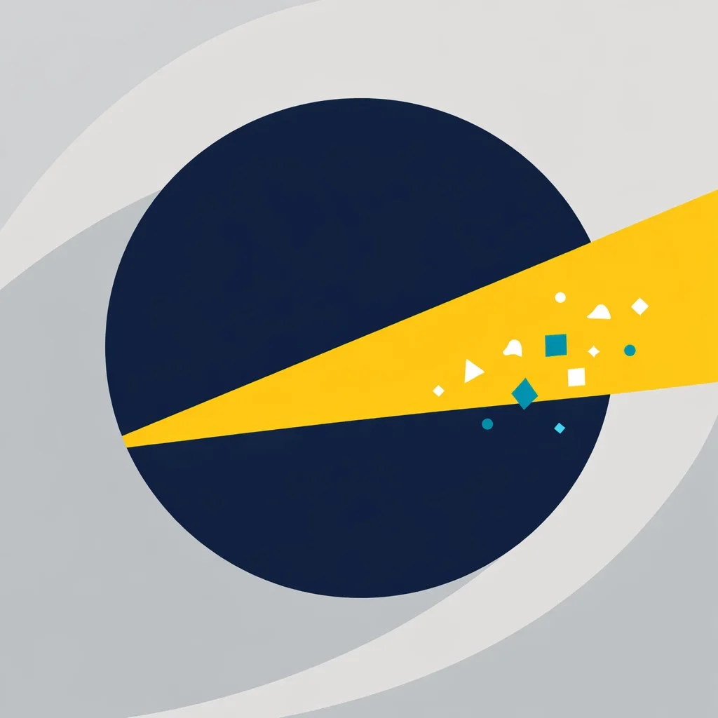Minimal geometric spotlight or insight concept showing focused beam revealing data and hidden opportunities