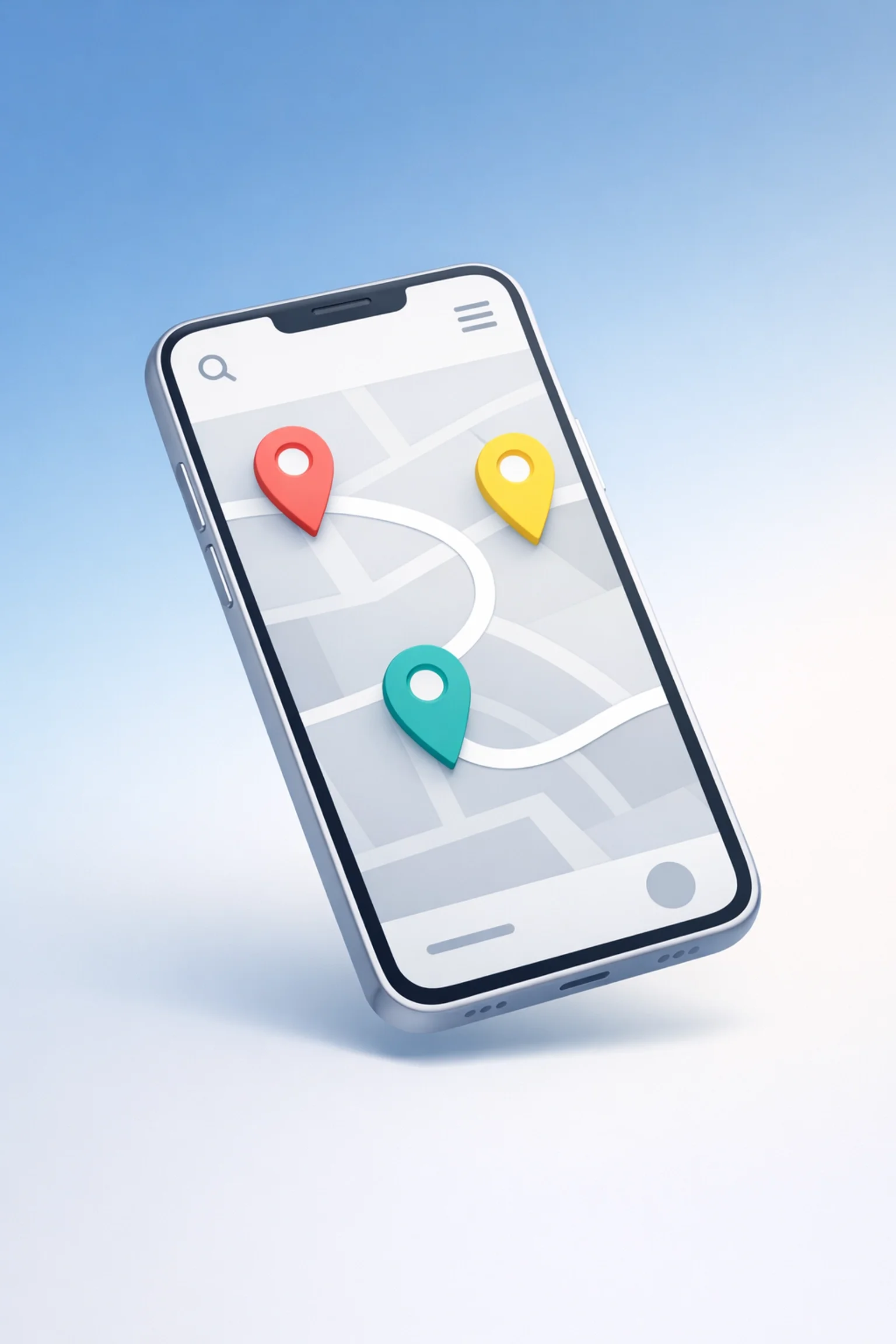 Mobile GPS tracking app showing multiple location pins and route path for real-time employee and fleet visibility.