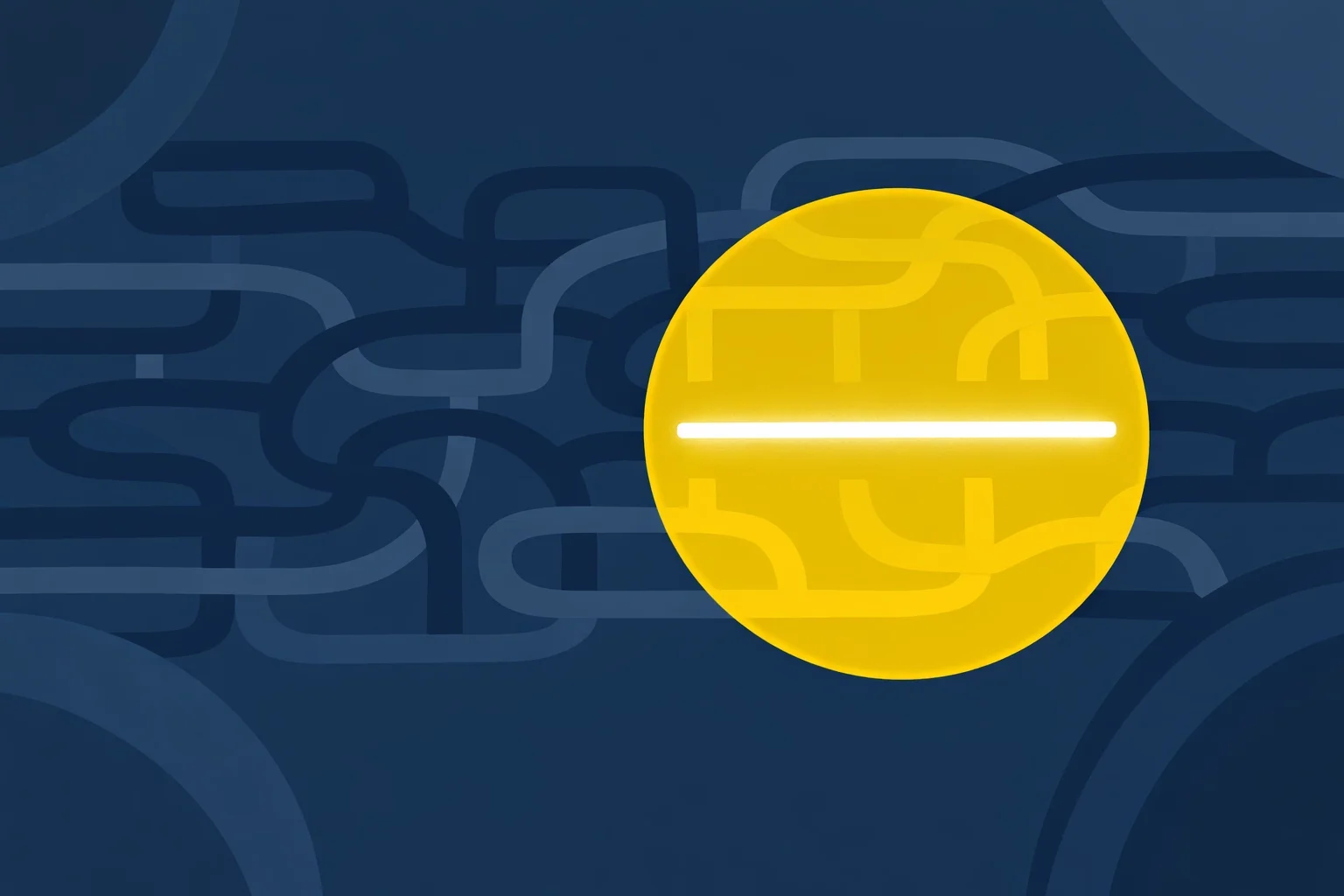 Abstract maze-like network with a highlighted straight path, symbolizing cutting through complexity to find a clear and efficient solution.