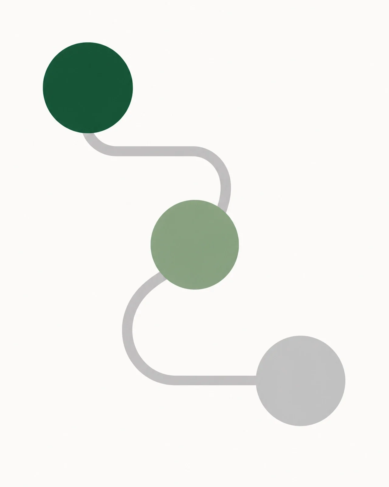 A minimalist illustration of a simplified workflow with three connected circles forming a clear, clean path.