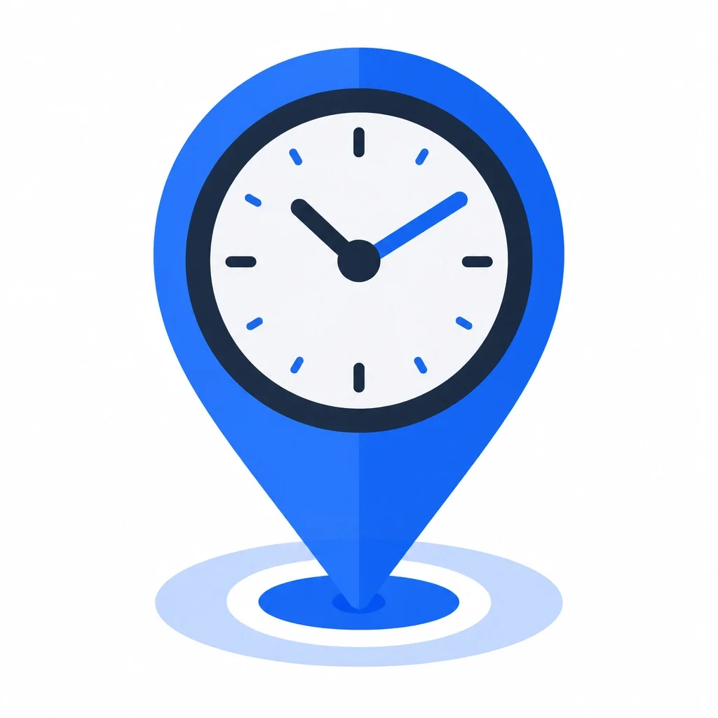 Minimalist illustration of a stopwatch and a GPS map icon in flat design